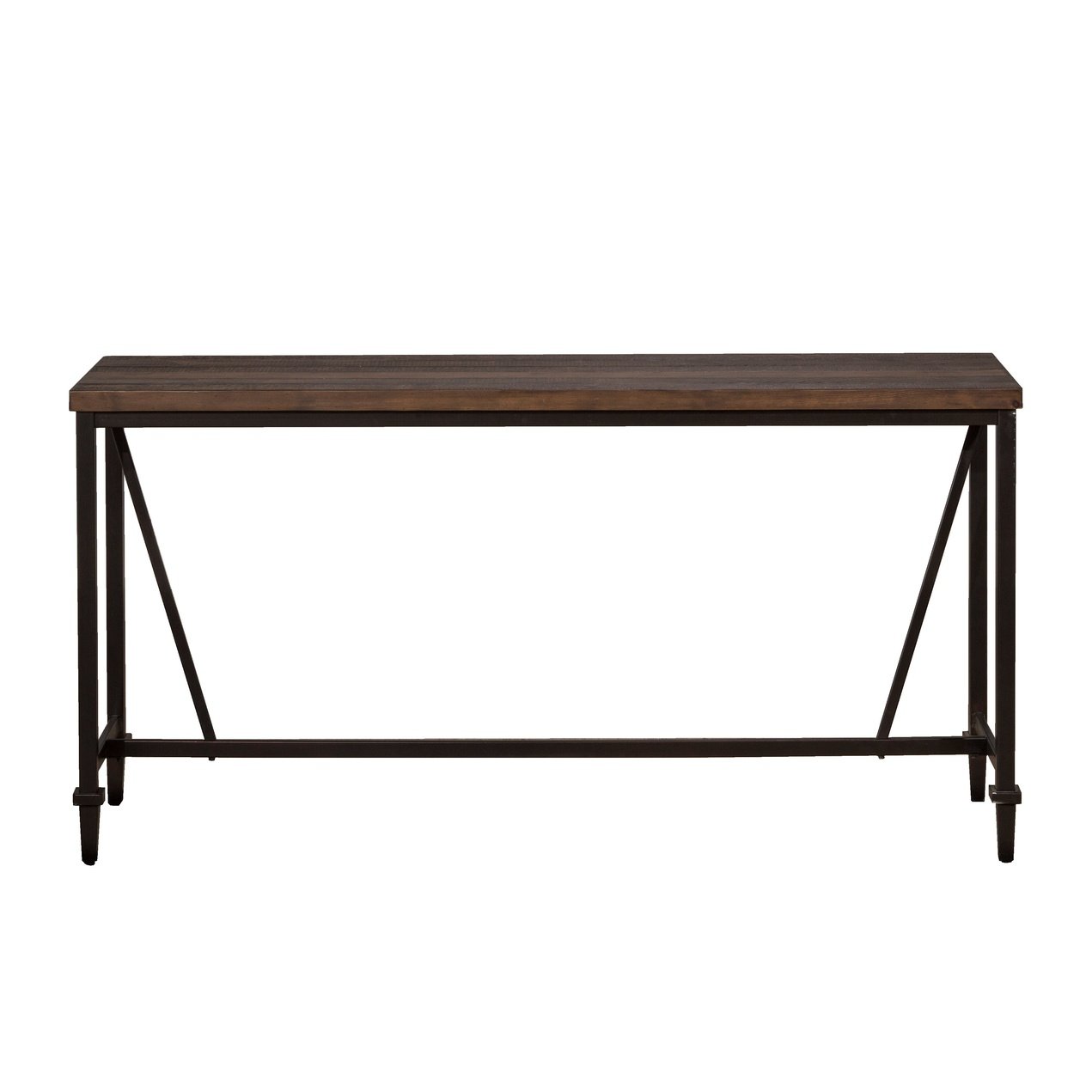 Hillsdale Furniture Trevino Metal Sofa Table with Wood Top, Distressed Walnut/ Copper Brown