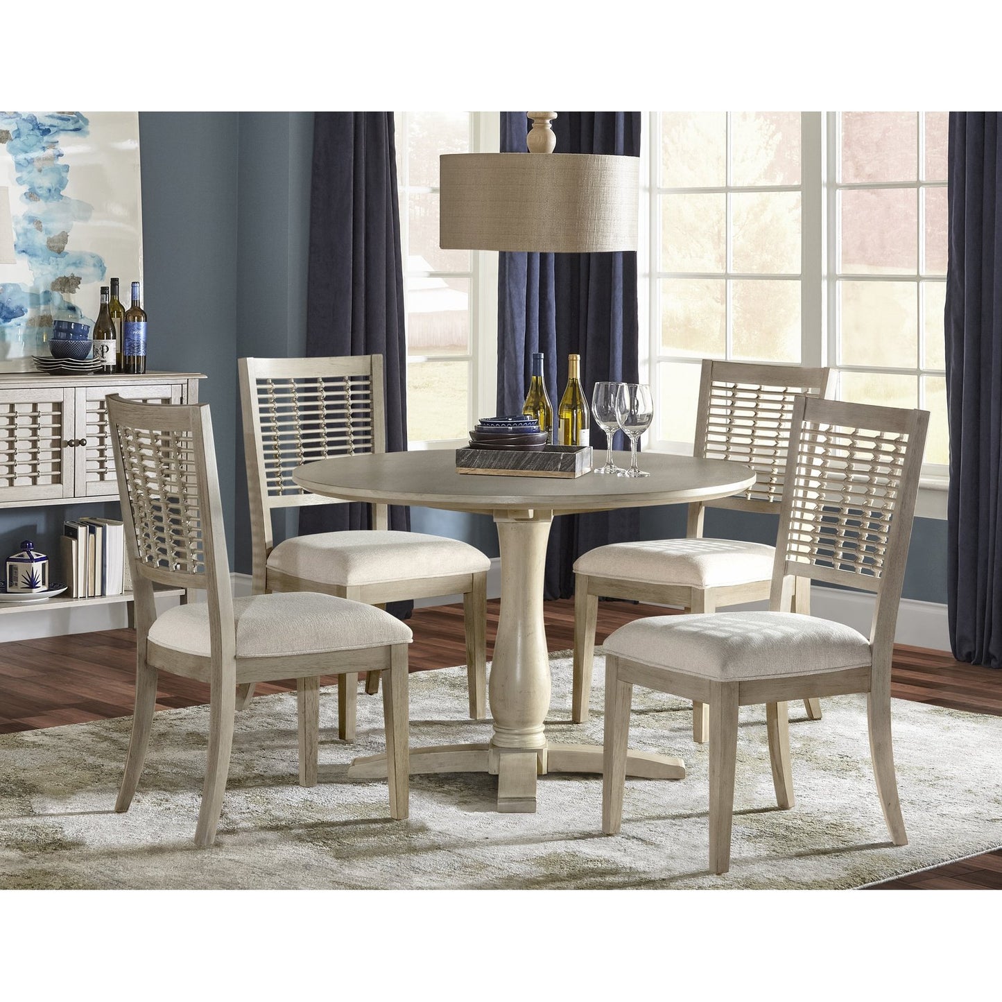 Hillsdale Furniture Ocala Wood 5 Piece Round Dining, Sandy Gray