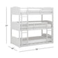 Living Essentials by Hillsdale Alexis Wood Arch Triple Twin Bunk Bed, White