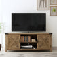 Living Essentials by Hillsdale Latvia Gaming Ready Wood 60 inch TV Stand with "X" Back Doors and Shelves, Knotty Oak