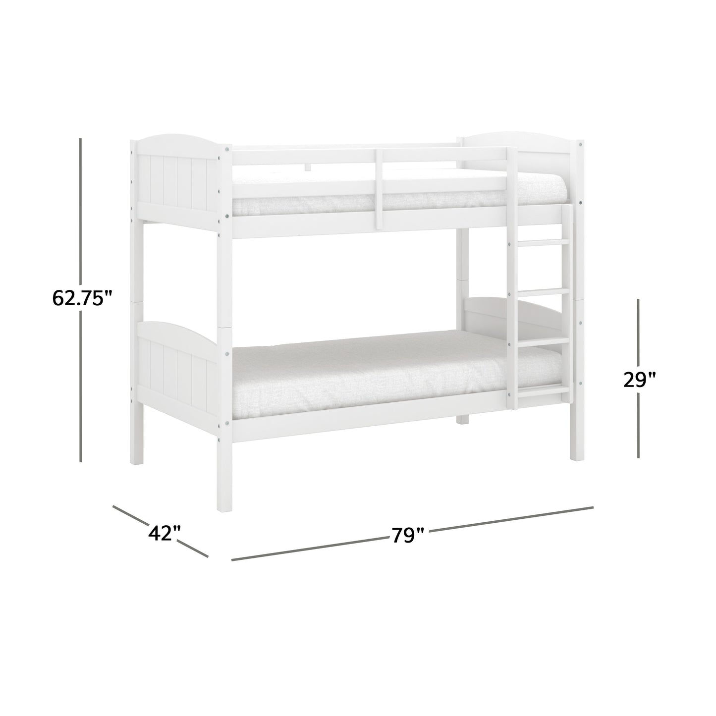 Living Essentials by Hillsdale Alexis Wood Arch Twin Over Twin Bunk Bed, White