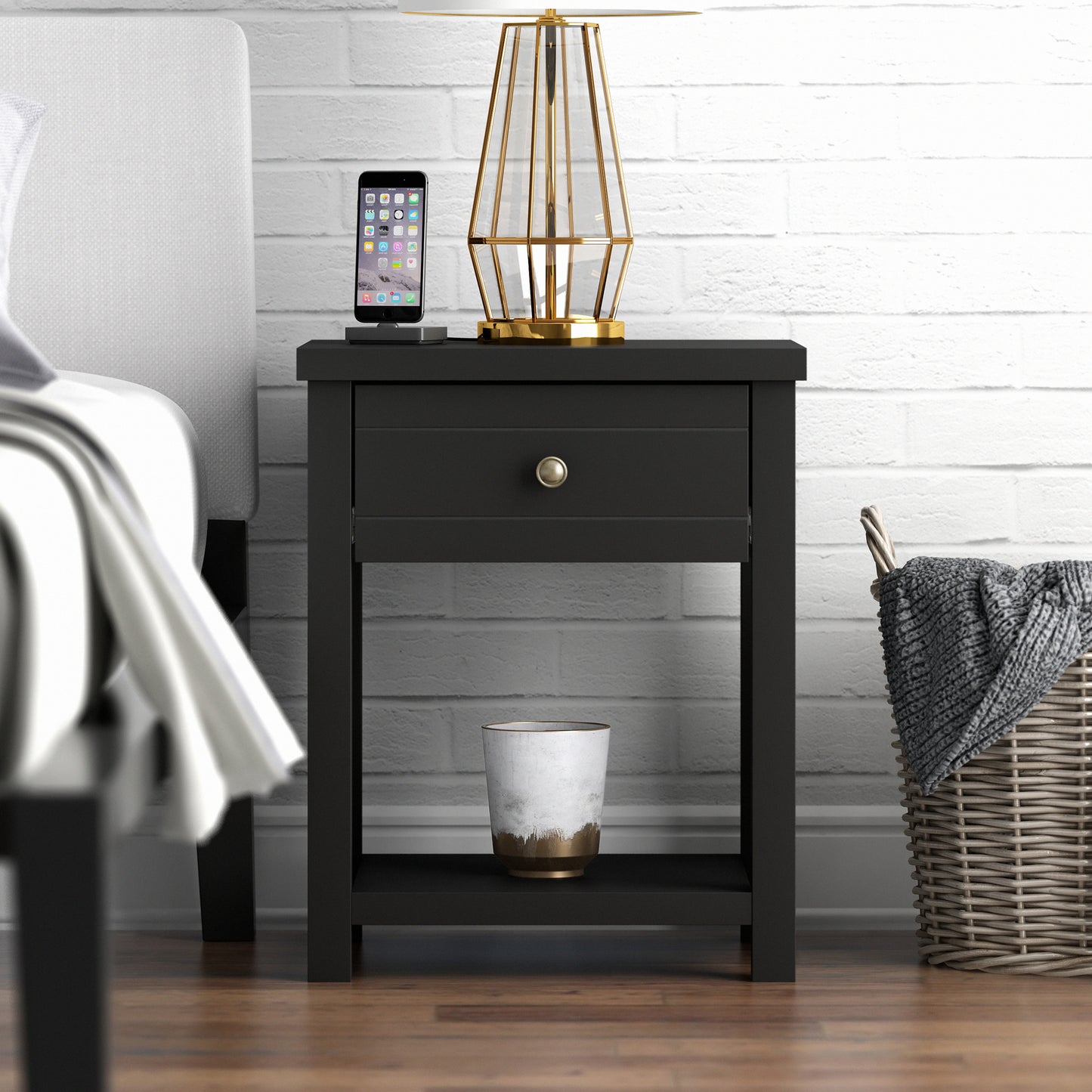 Living Essentials by Hillsdale Harmony Wood Accent Table, Matte Black