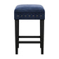 Hillsdale Furniture Cassidy Wood and Upholstered Backless Counter Height Stool, Black with Blue Velvet