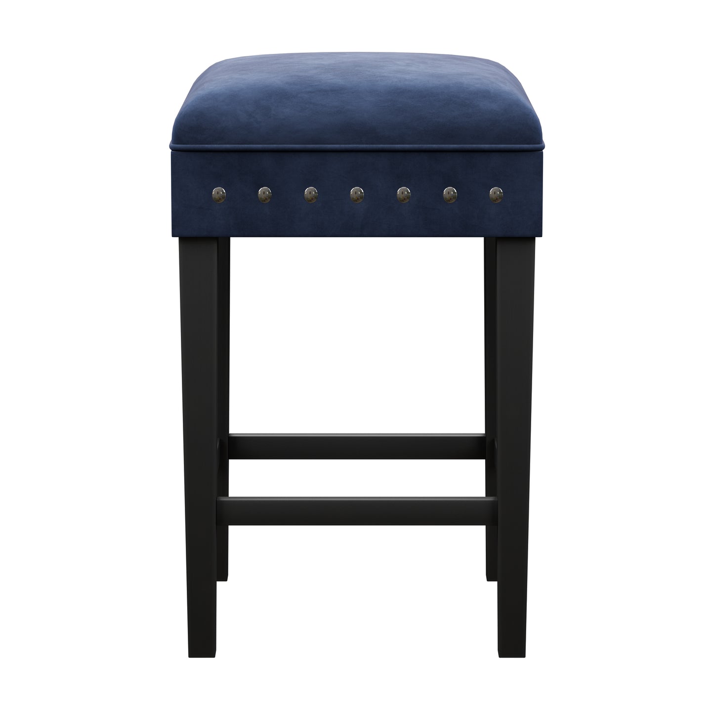 Hillsdale Furniture Cassidy Wood and Upholstered Backless Counter Height Stool, Black with Blue Velvet