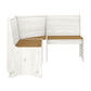 Living Essentials by Hillsdale Gablewood Wood L-Shaped Dining Nook, Washed White with Honey Tops