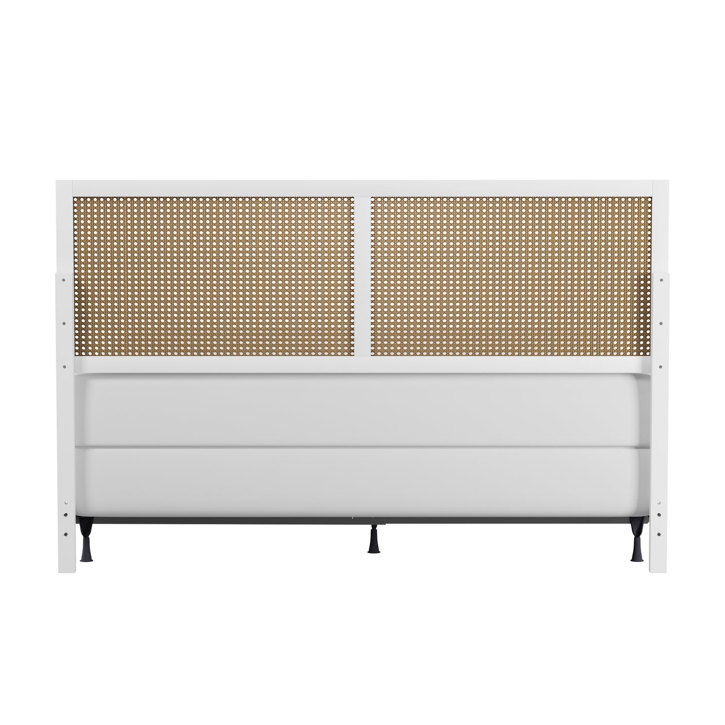 Hillsdale Furniture Serena Wood and Cane Panel King Headboard with Frame, White