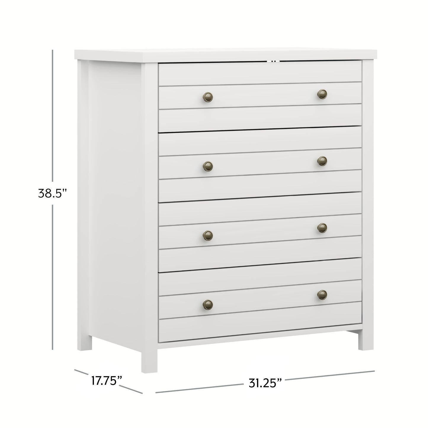 Living Essentials by Hillsdale Harmony Wood 4 Drawer Chest, Matte White