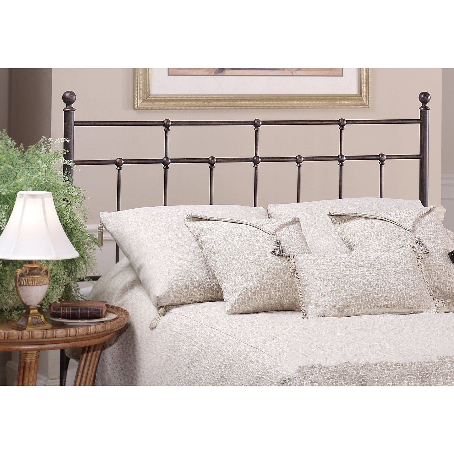 Hillsdale Furniture Providence Metal King Headboard and Frame with Spindle Design, Antique Bronze