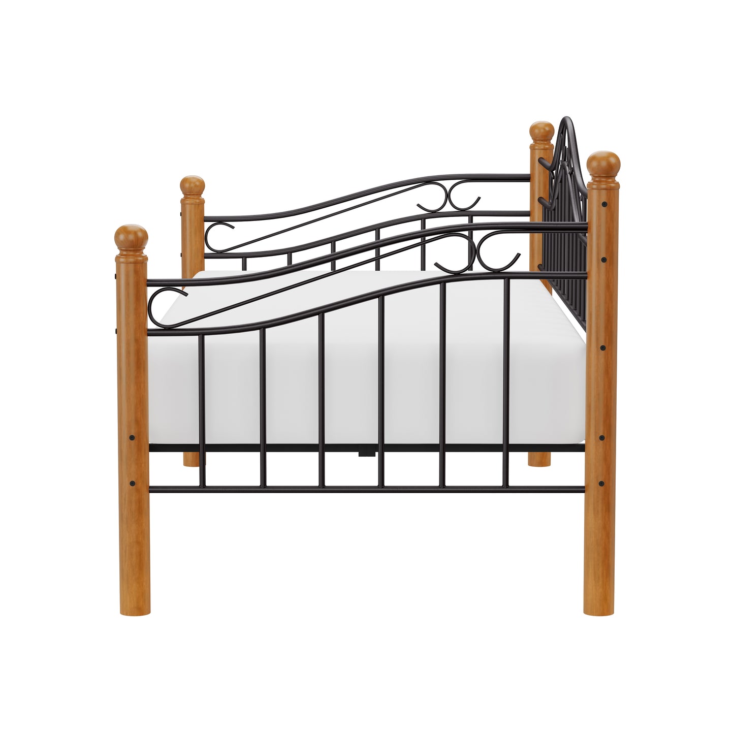 Hillsdale Furniture Winsloh Metal Twin Daybed with Oak Wood Posts, Black