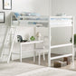 Hillsdale Kids and Teen Caspian Full Wood Loft Bed with Desk Chair and Hanging Nightstand, White