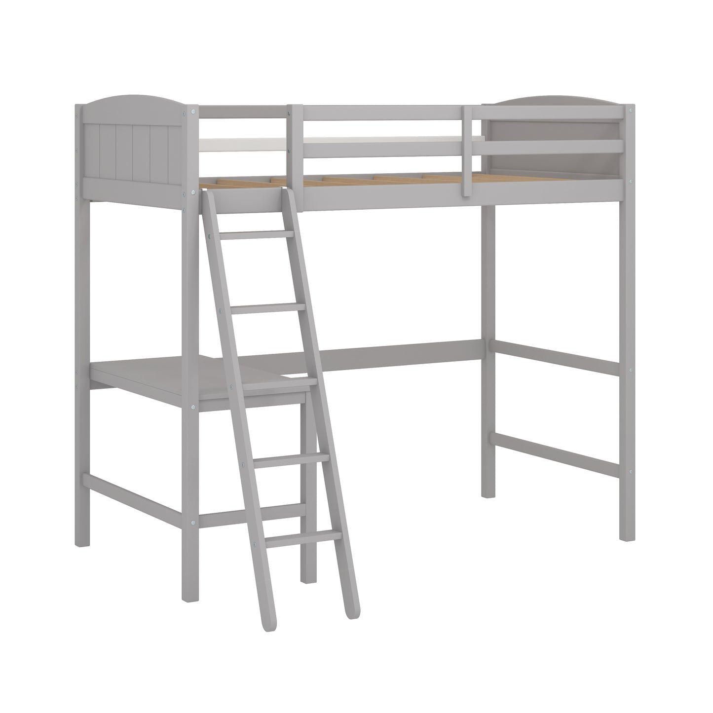 Living Essentials by Hillsdale Alexis Wood Arch Twin Loft Bed with Desk, Gray