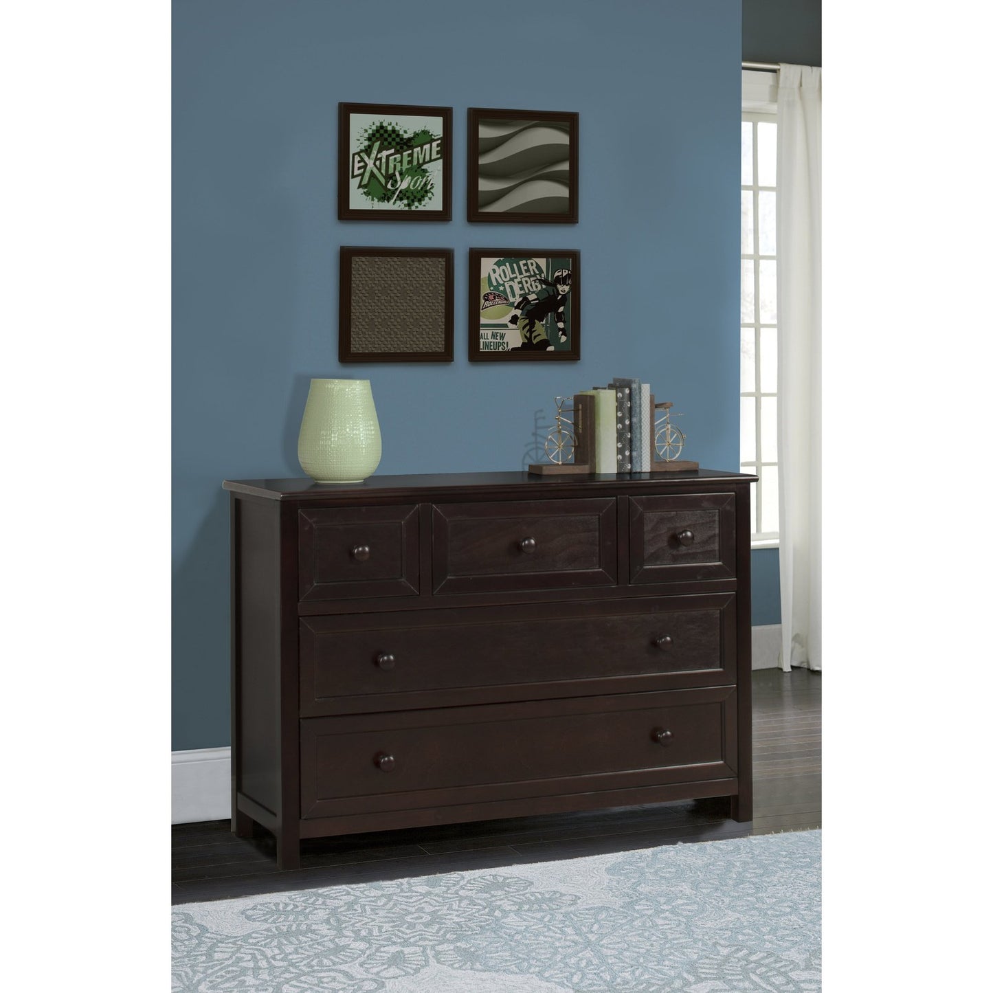 Hillsdale Kids and Teen Schoolhouse 4.0 Wood Dresser with 5 Drawers, Chocolate