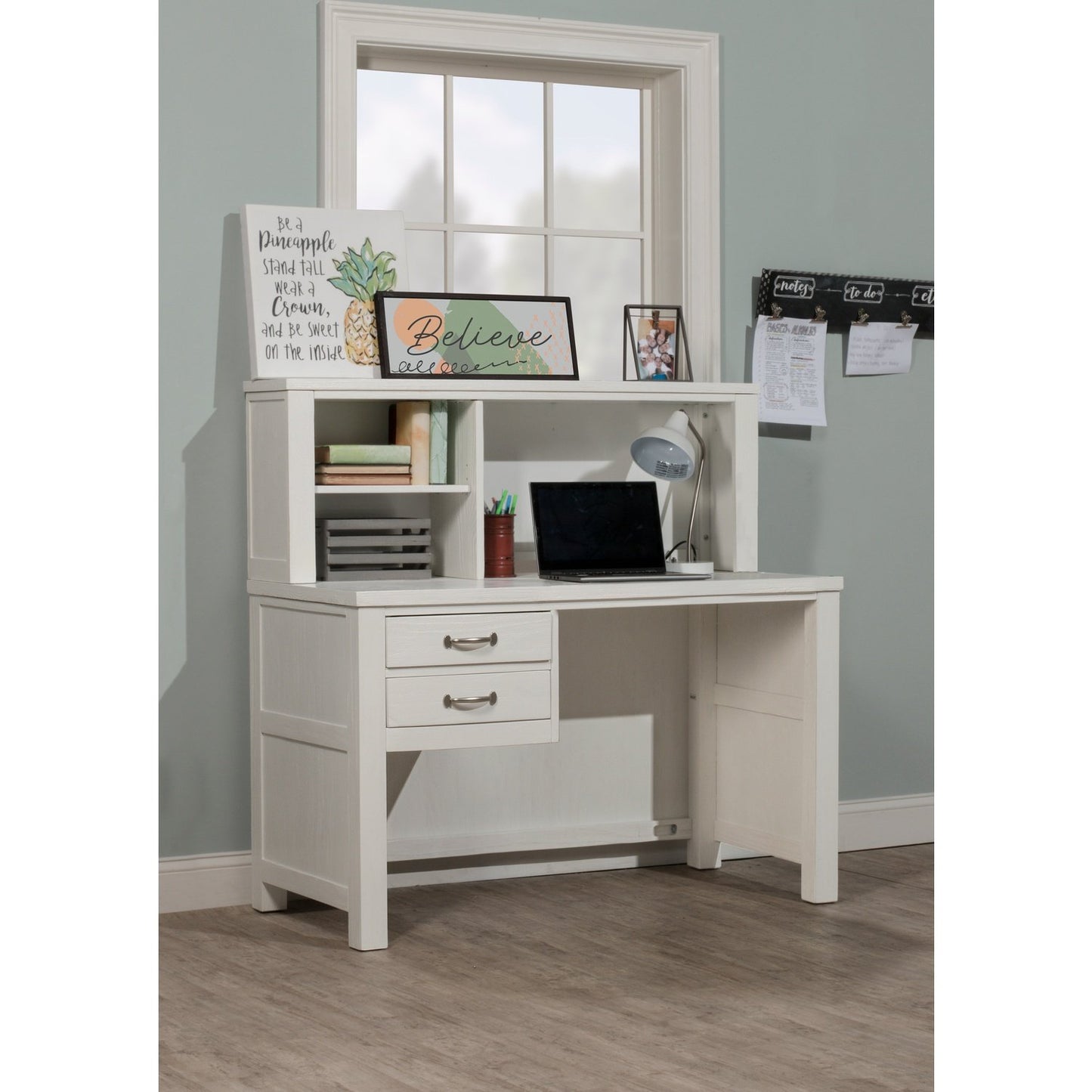 Hillsdale Kids and Teen Highlands Wood Desk with Hutch, White