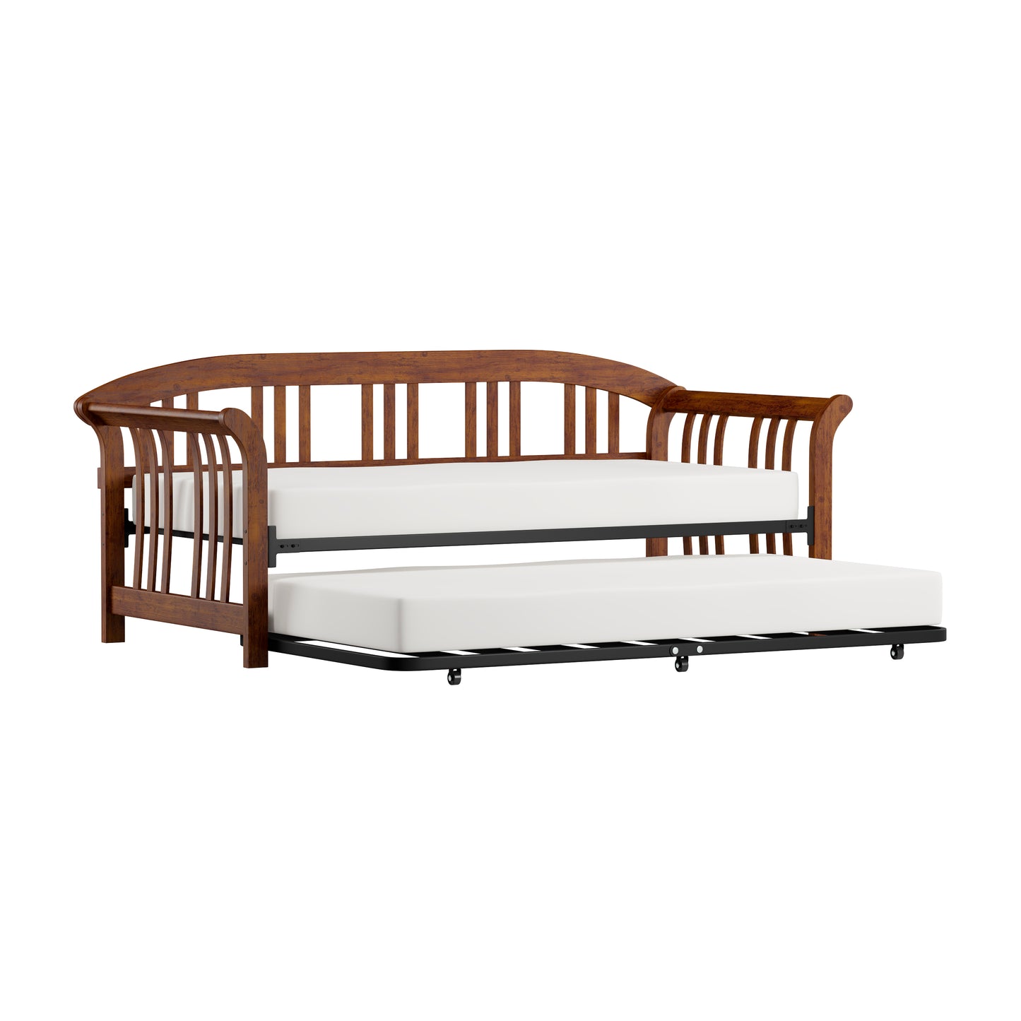 Hillsdale Furniture Dorchester Wood Daybed with Twin Roll Out Trundle, Walnut