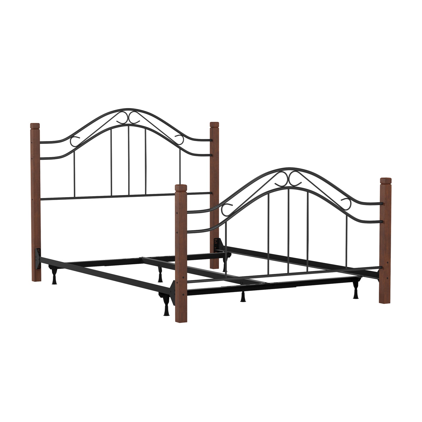 Hillsdale Furniture Matson Queen Metal Bed with Cherry Wood Posts, Black