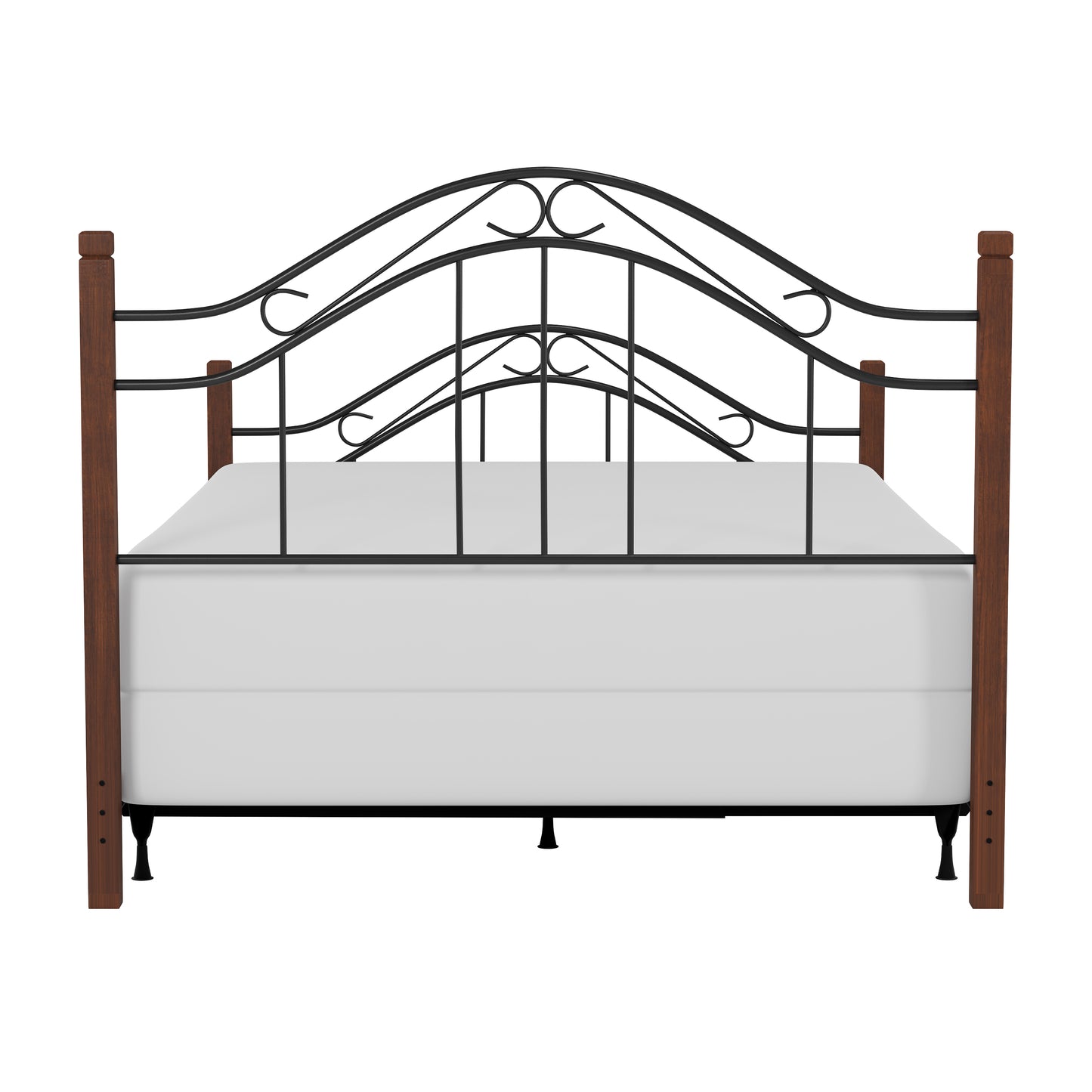 Hillsdale Furniture Matson Queen Metal Bed with Cherry Wood Posts, Black