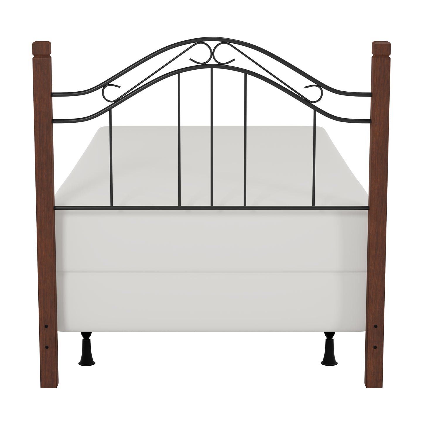 Hillsdale Furniture Matson Twin Metal Headboard with Frame and Cherry Wood Posts, Black