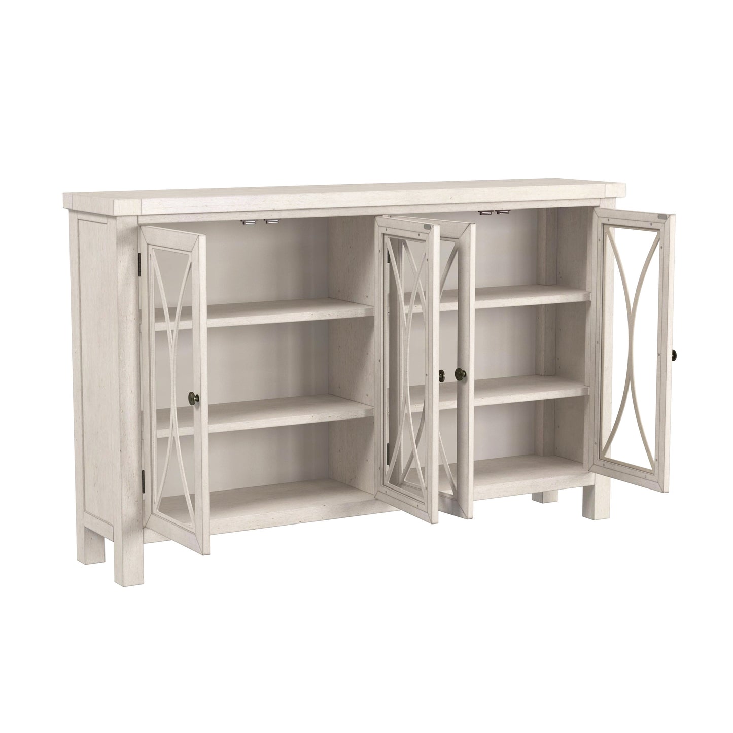 Hillsdale Furniture Bayside Wood 4 Door Console Cabinet, Antique White