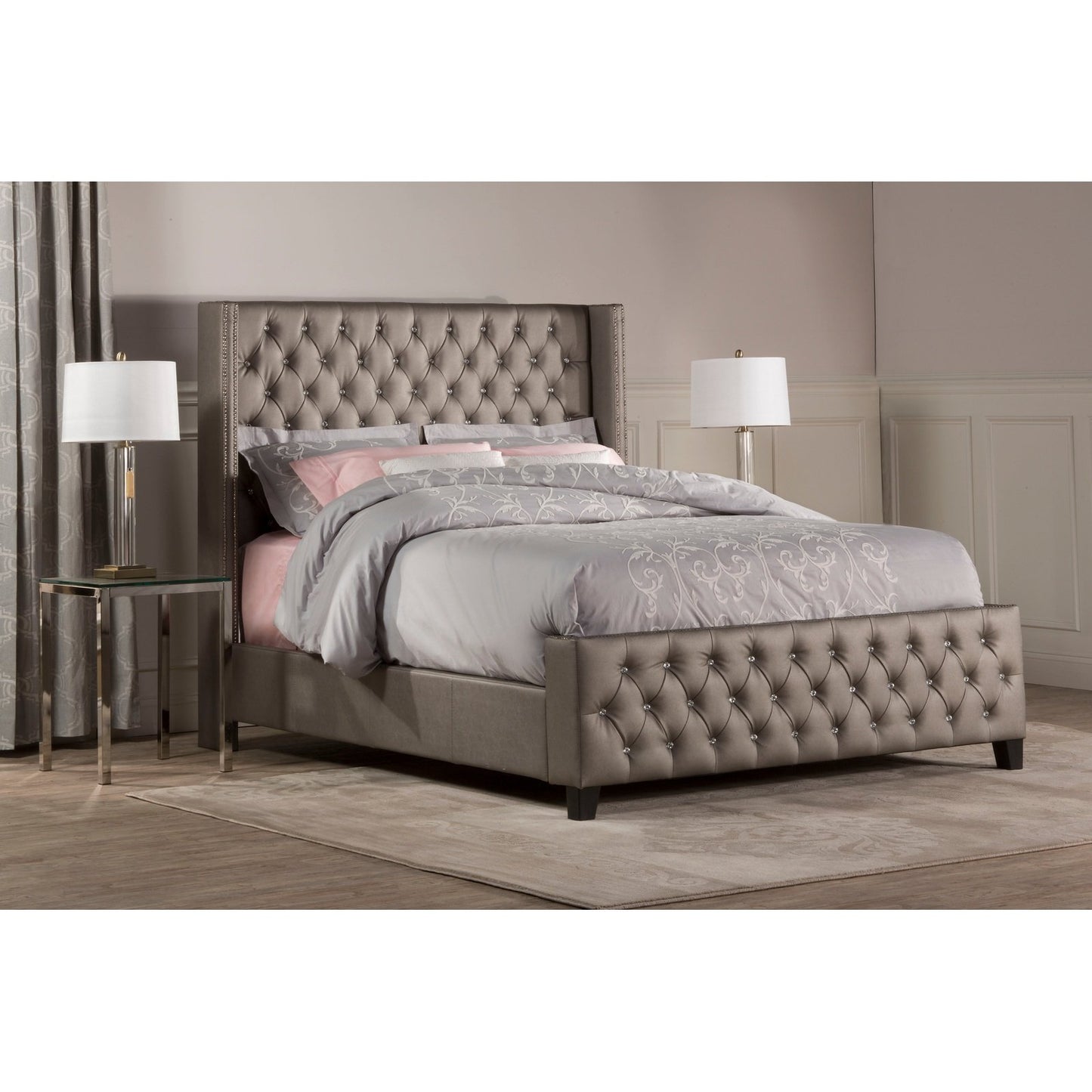 Hillsdale Furniture Memphis Queen Upholstered Bed, Textured Pewter