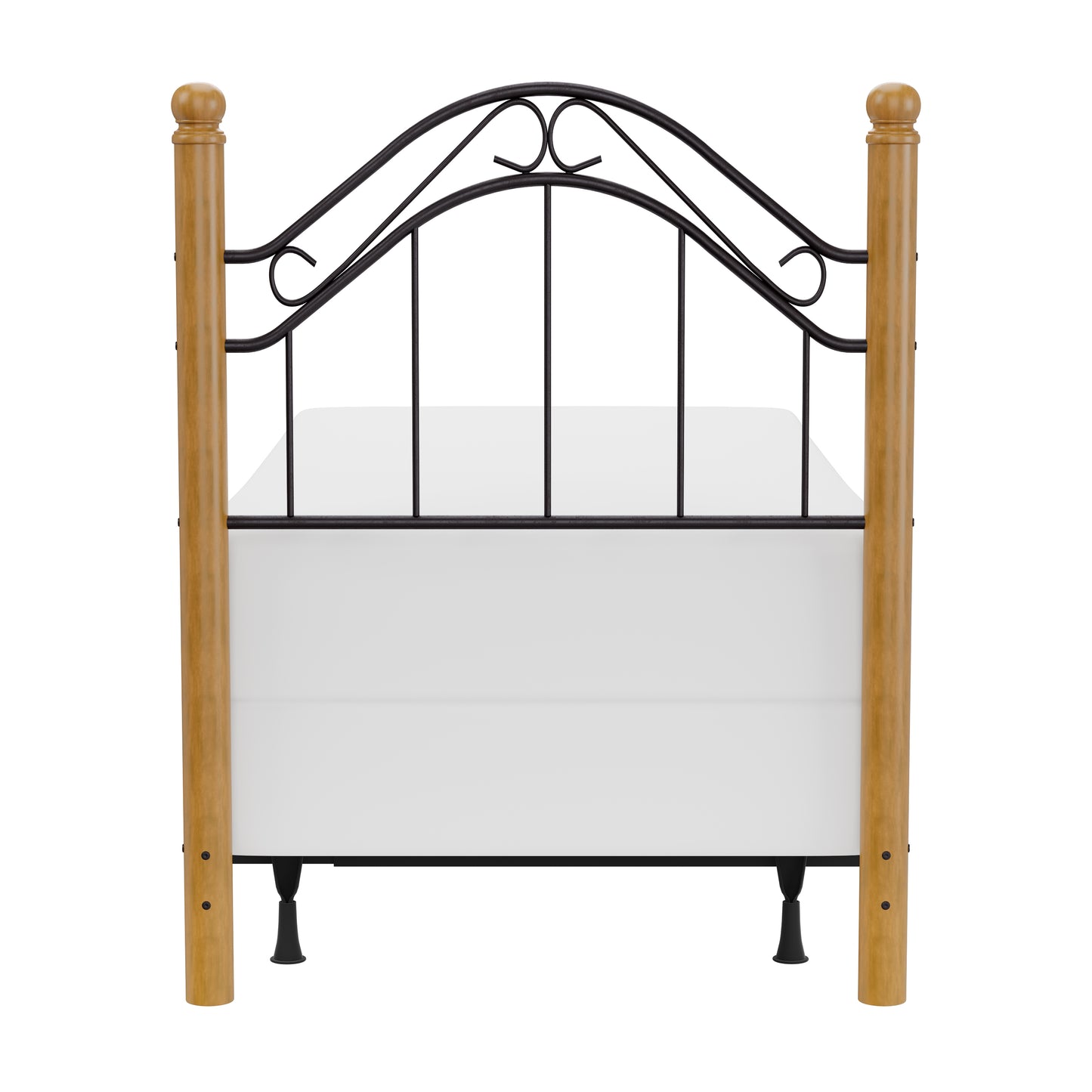 Hillsdale Furniture Winsloh Twin Metal Headboard with Frame and Oak Wood Posts, Black