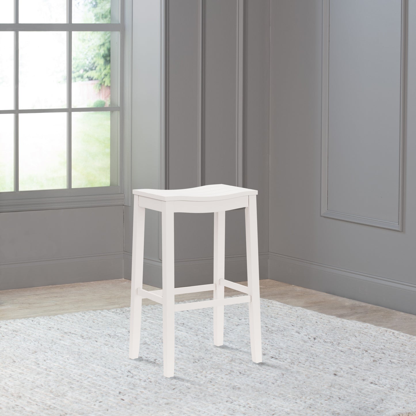 Hillsdale Furniture Fiddler Wood Backless Bar Height Stool, White