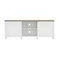 Living Essentials by Hillsdale Handerson 64 Inch Wood Entertainment Console, White with Dark Oak Finish Top