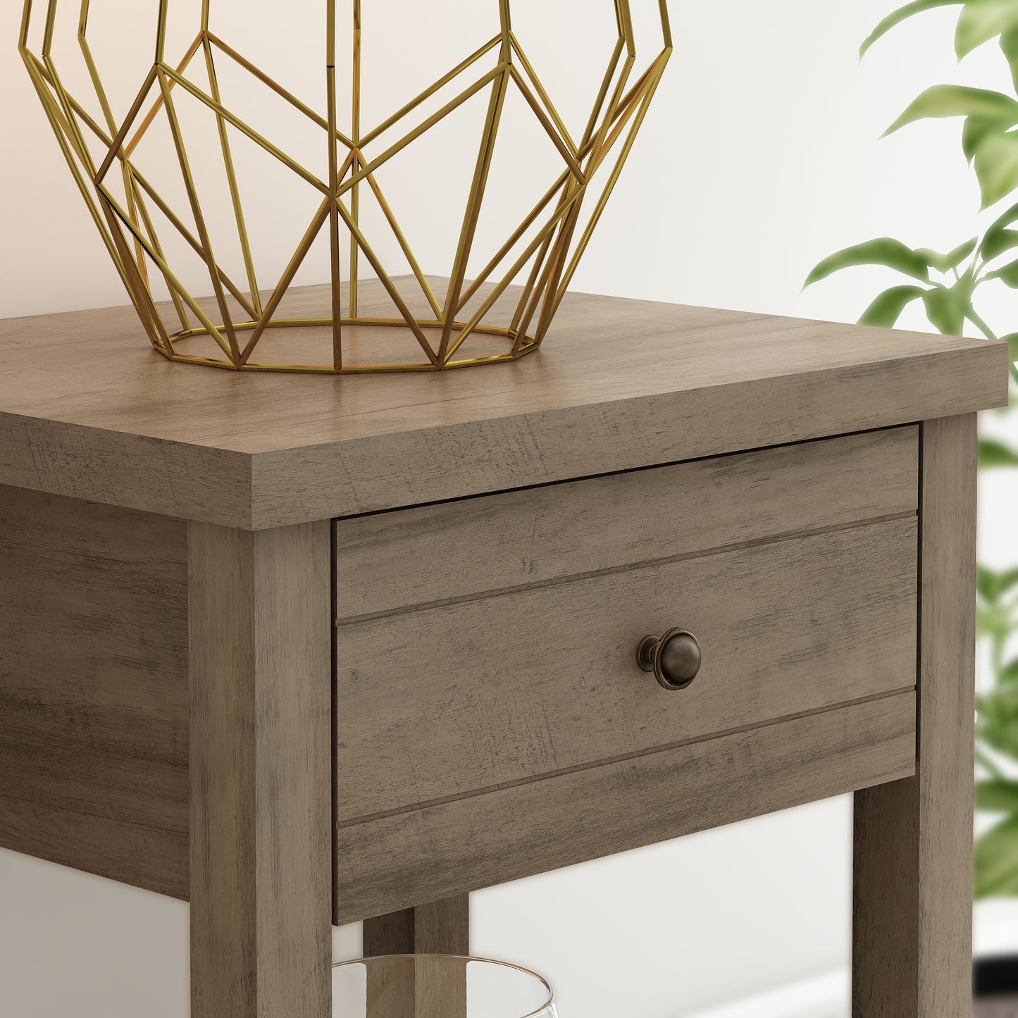 Living Essentials by Hillsdale Harmony Wood Accent Table, Knotty Gray Oak