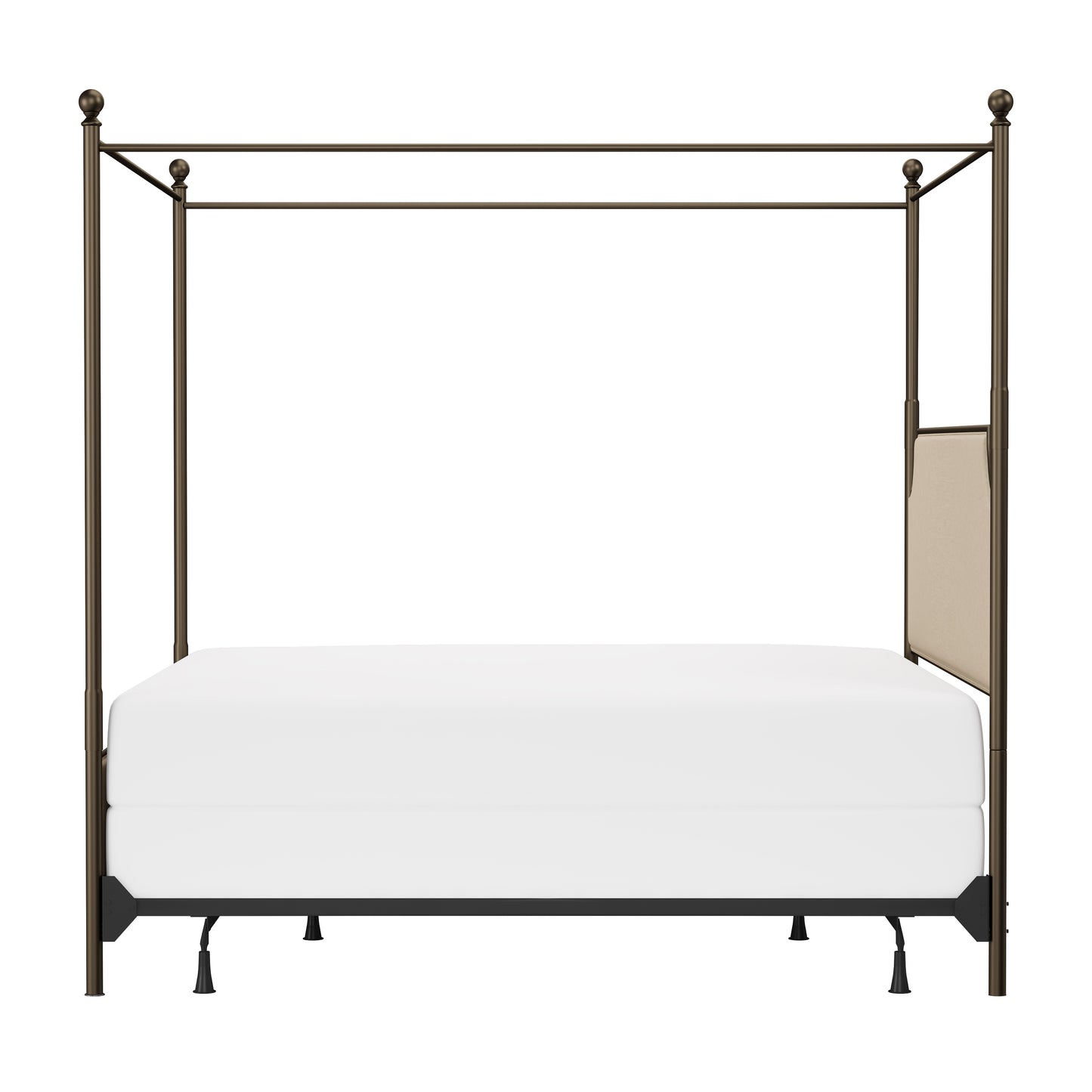 Hillsdale Furniture McArthur King Metal and Upholstered Canopy Bed, Bronze with Linen Stone Fabric