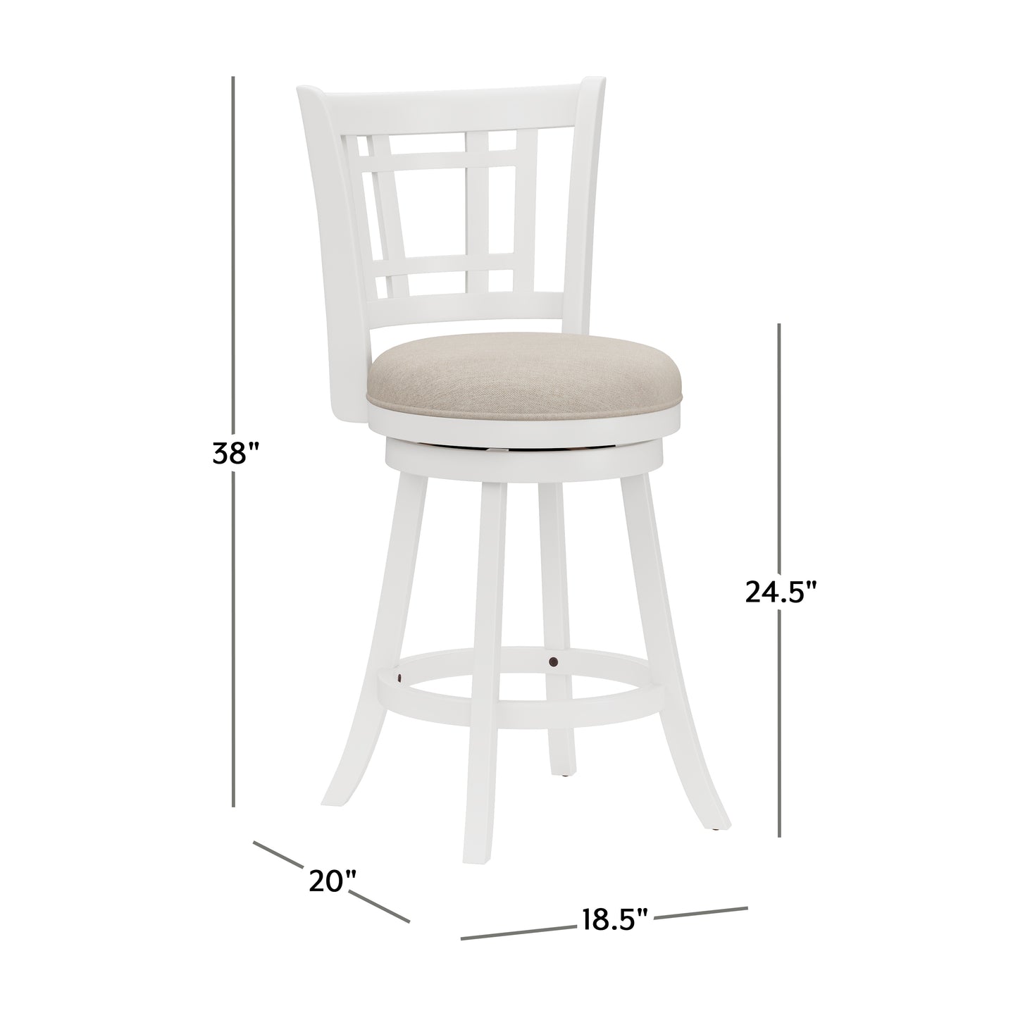 Hillsdale Furniture Fairfox Wood Counter Height Swivel Stool, White