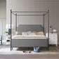 Hillsdale Furniture McArthur King Metal and Upholstered Canopy Bed, Matte Black with Gray Fabric