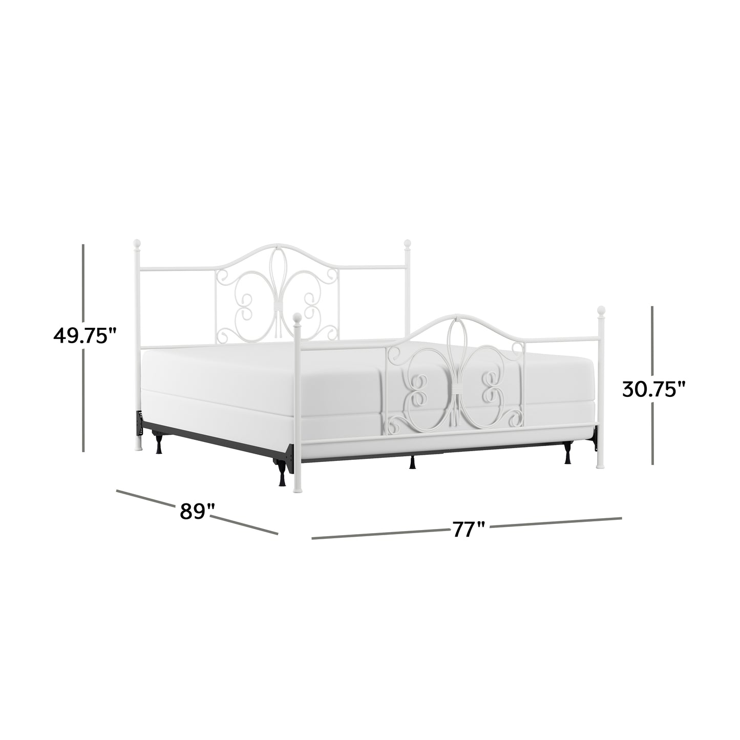 Hillsdale Furniture Ruby King Metal Bed, Textured White