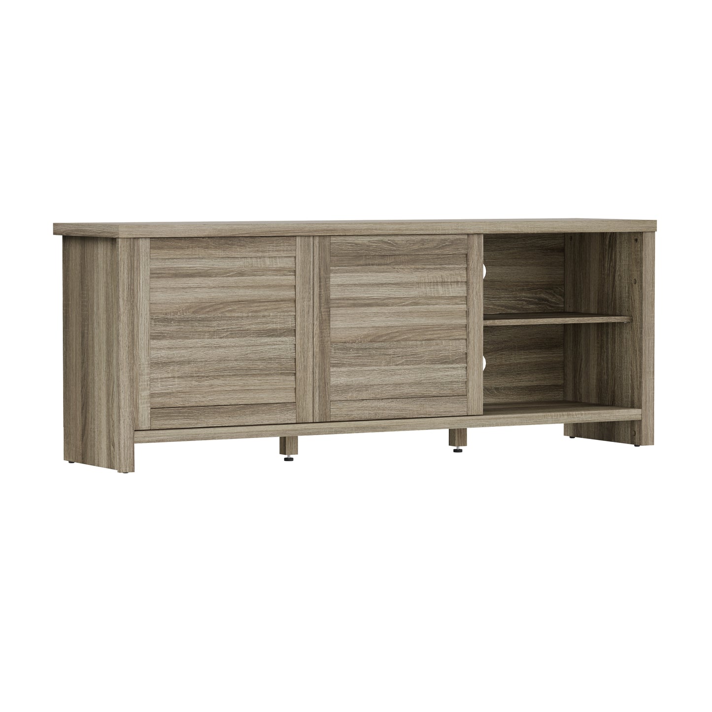 Living Essentials by Hillsdale Handerson 64 Inch Wood Entertainment Console, Dark Oak Finish