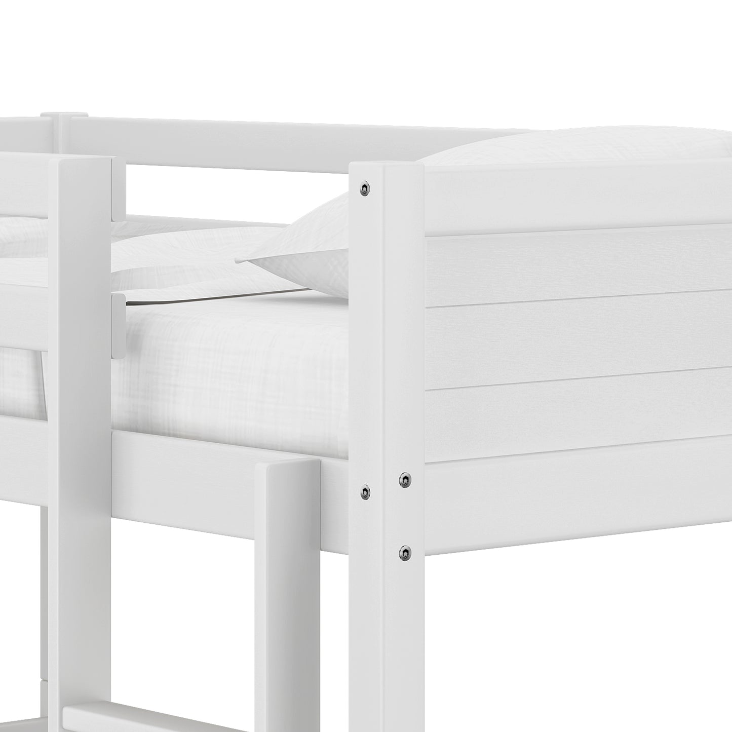 Living Essentials by Hillsdale Capri Wood Twin Over Twin Floor Bunk Bed, White