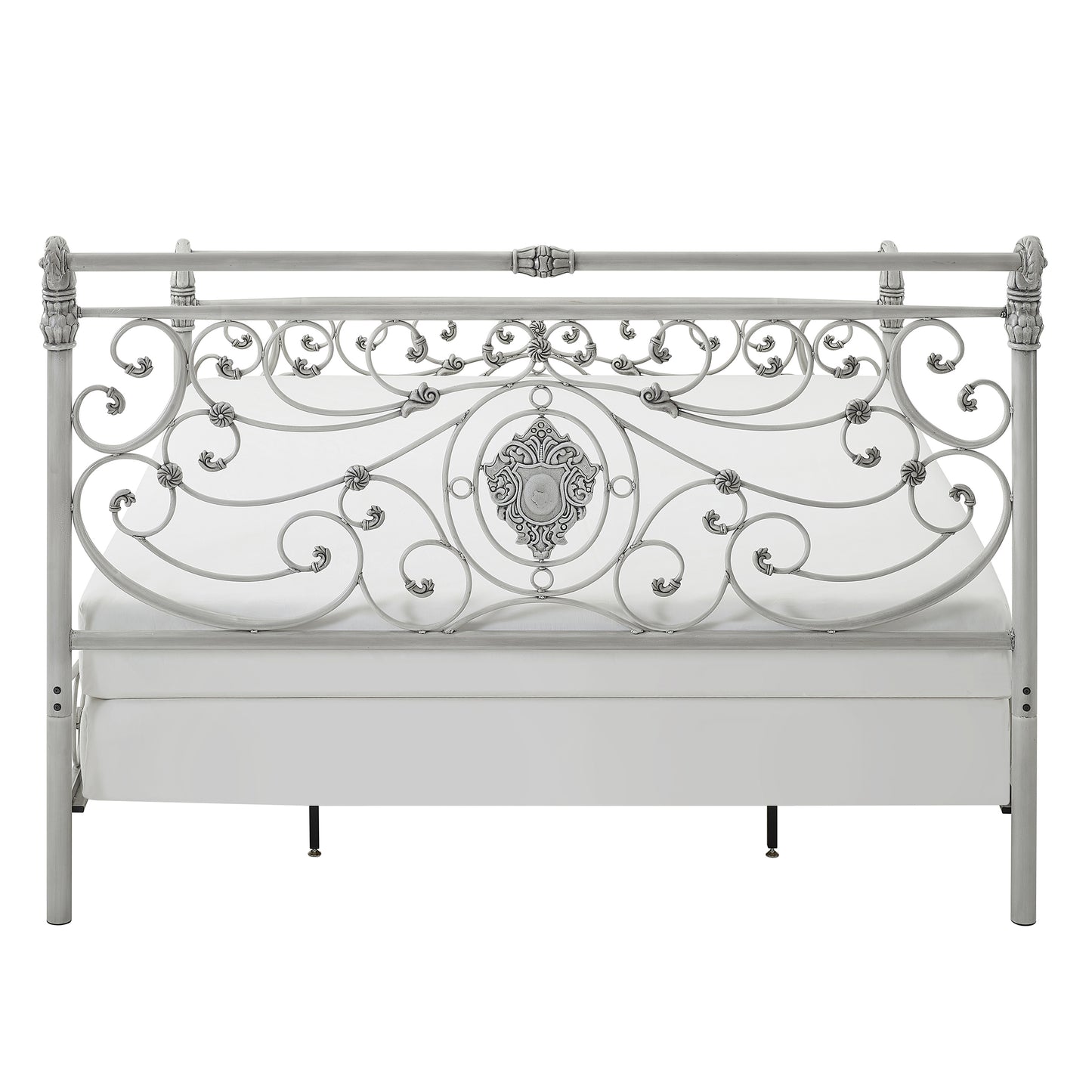 Hillsdale Furniture Mercer King Metal Sleigh Bed, Brushed White