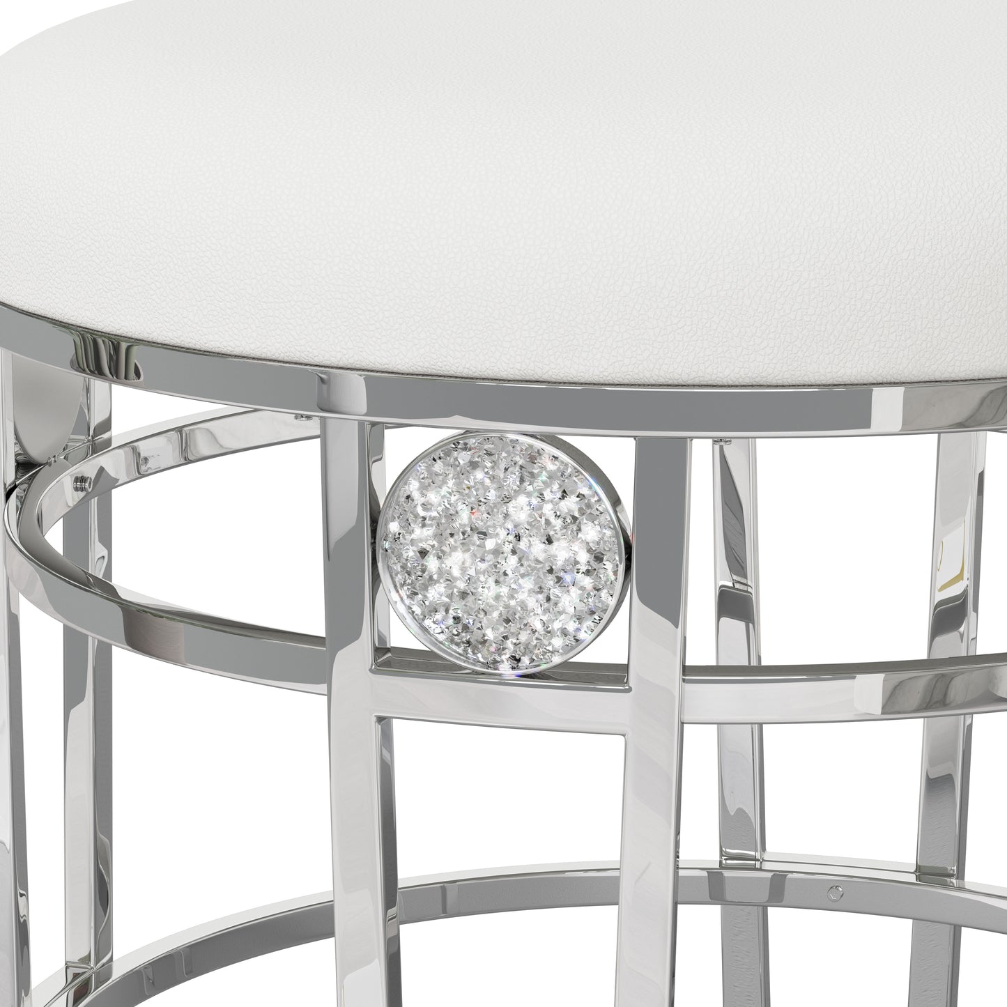 Hillsdale Furniture Dessa Glam Metal Vanity Stool, Chrome