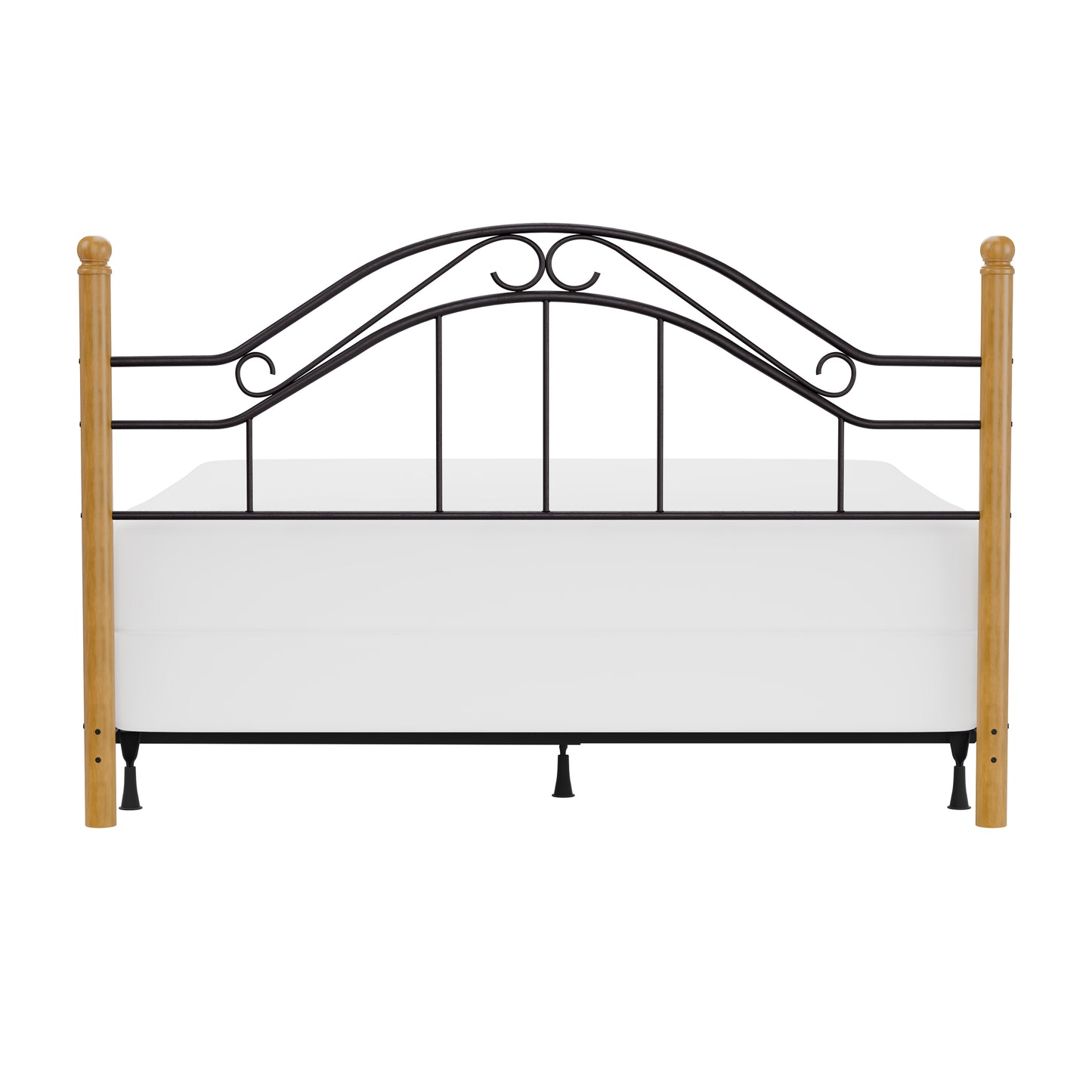 Hillsdale Furniture Winsloh King Metal Headboard with Frame and Oak Wood Posts, Black