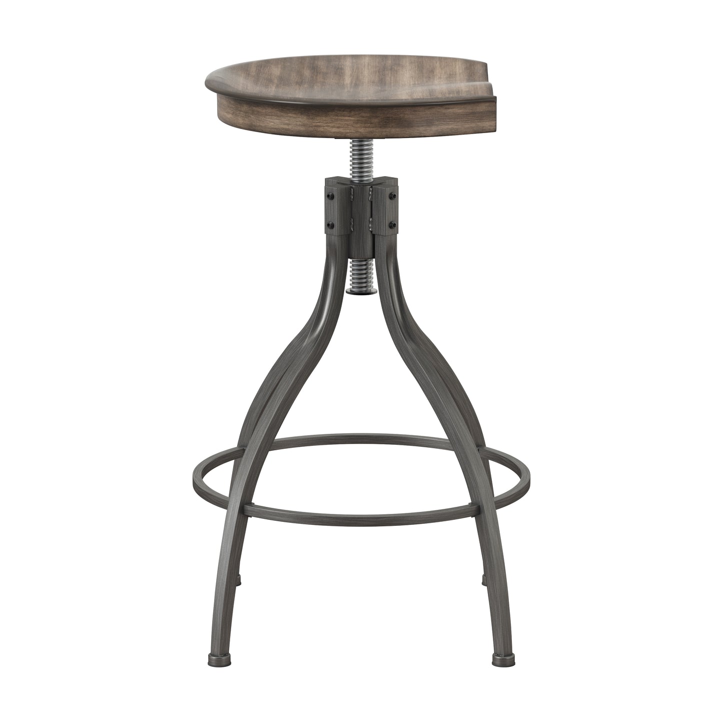 Hillsdale Furniture Worland Backless Metal Adjustable Height Swivel Stool, Gray Metal with Charcoal Finished Wood