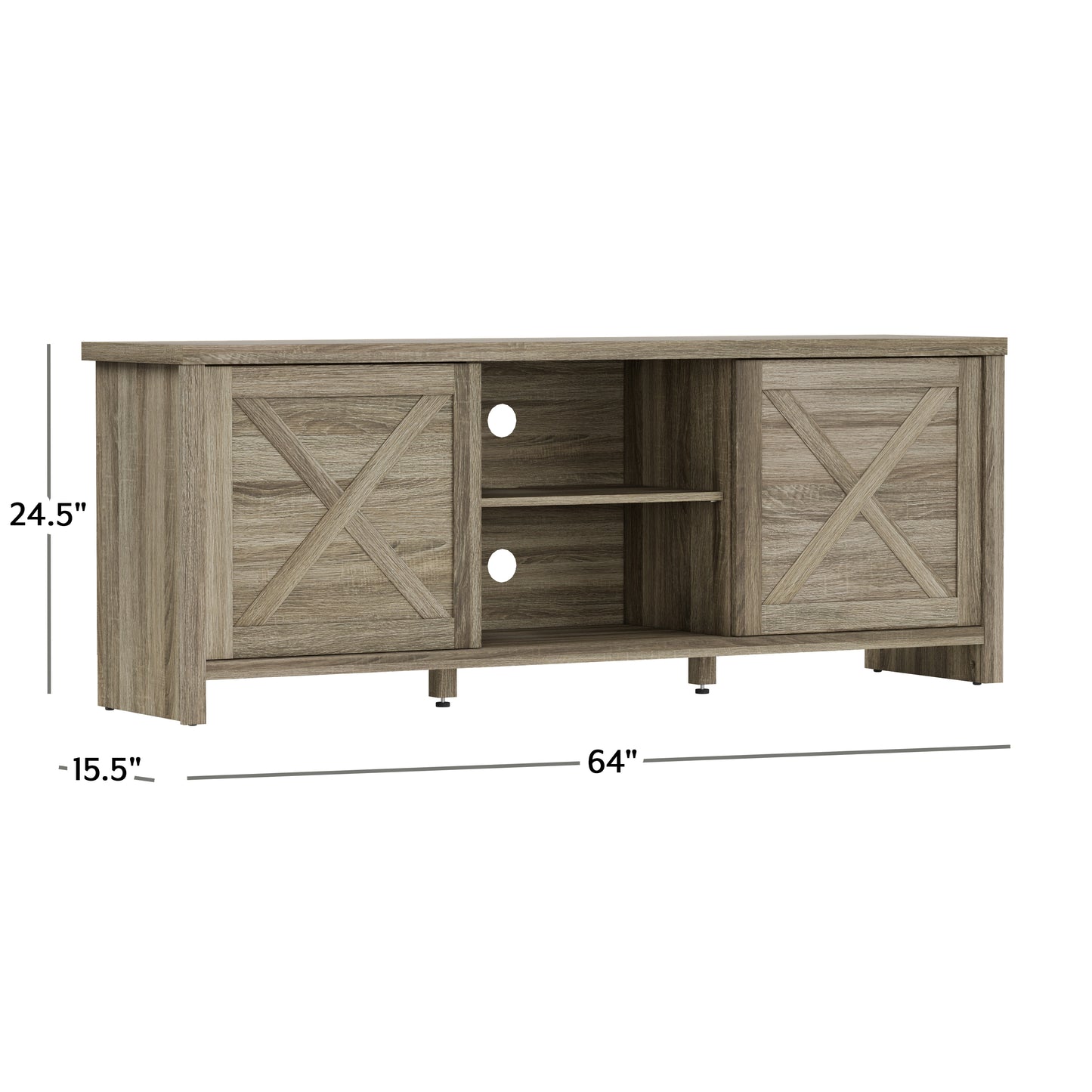 Living Essentials by Hillsdale Columbus 64 Inch Wood Entertainment Console, Dark Oak Finish