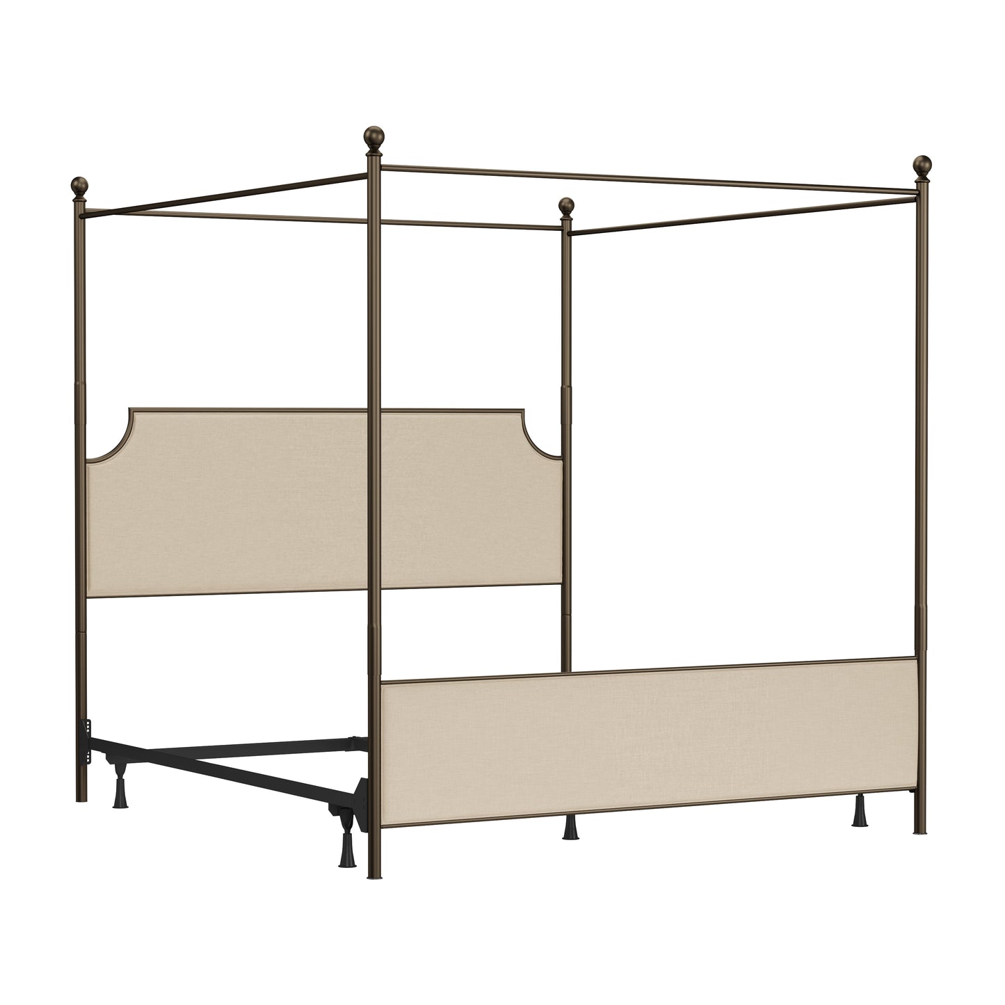 Hillsdale Furniture McArthur King Metal and Upholstered Canopy Bed, Bronze with Linen Stone Fabric