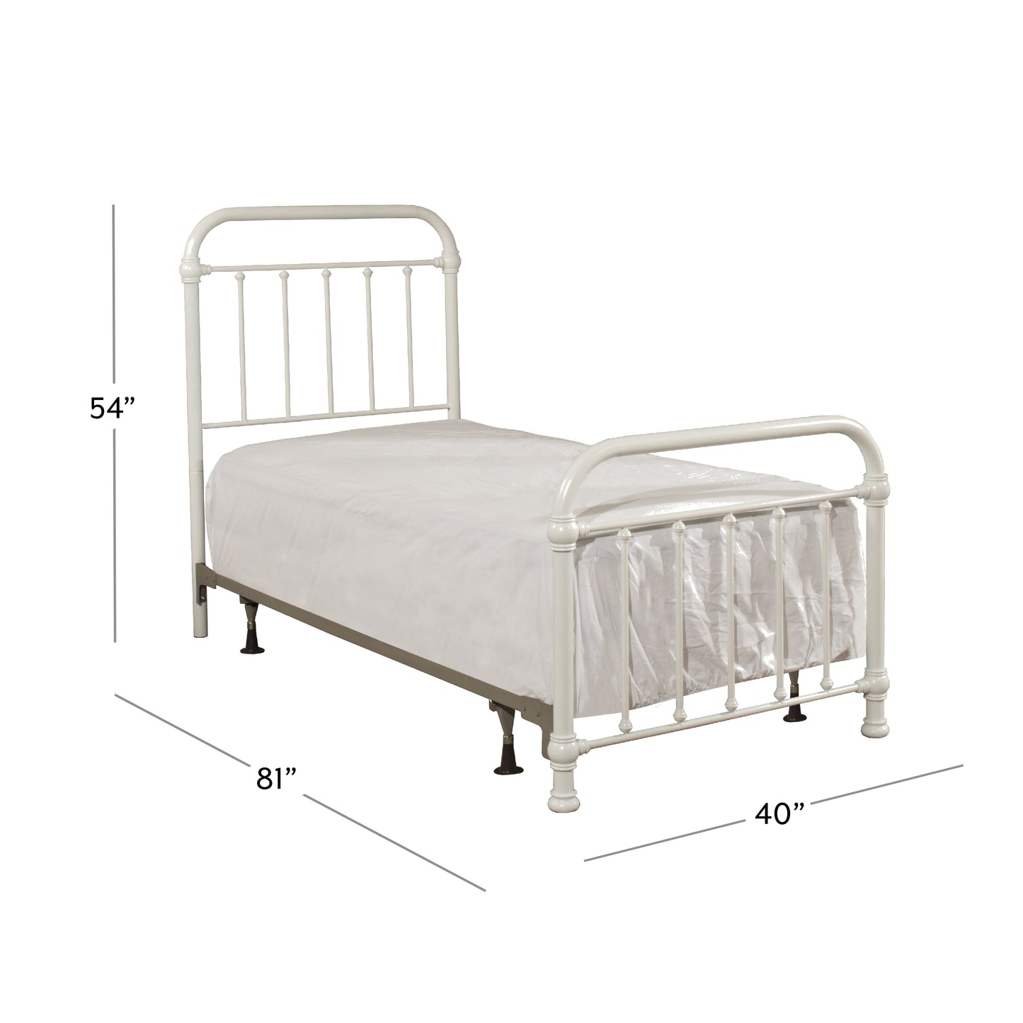 Hillsdale Furniture Kirkland Metal Twin Bed, Soft White