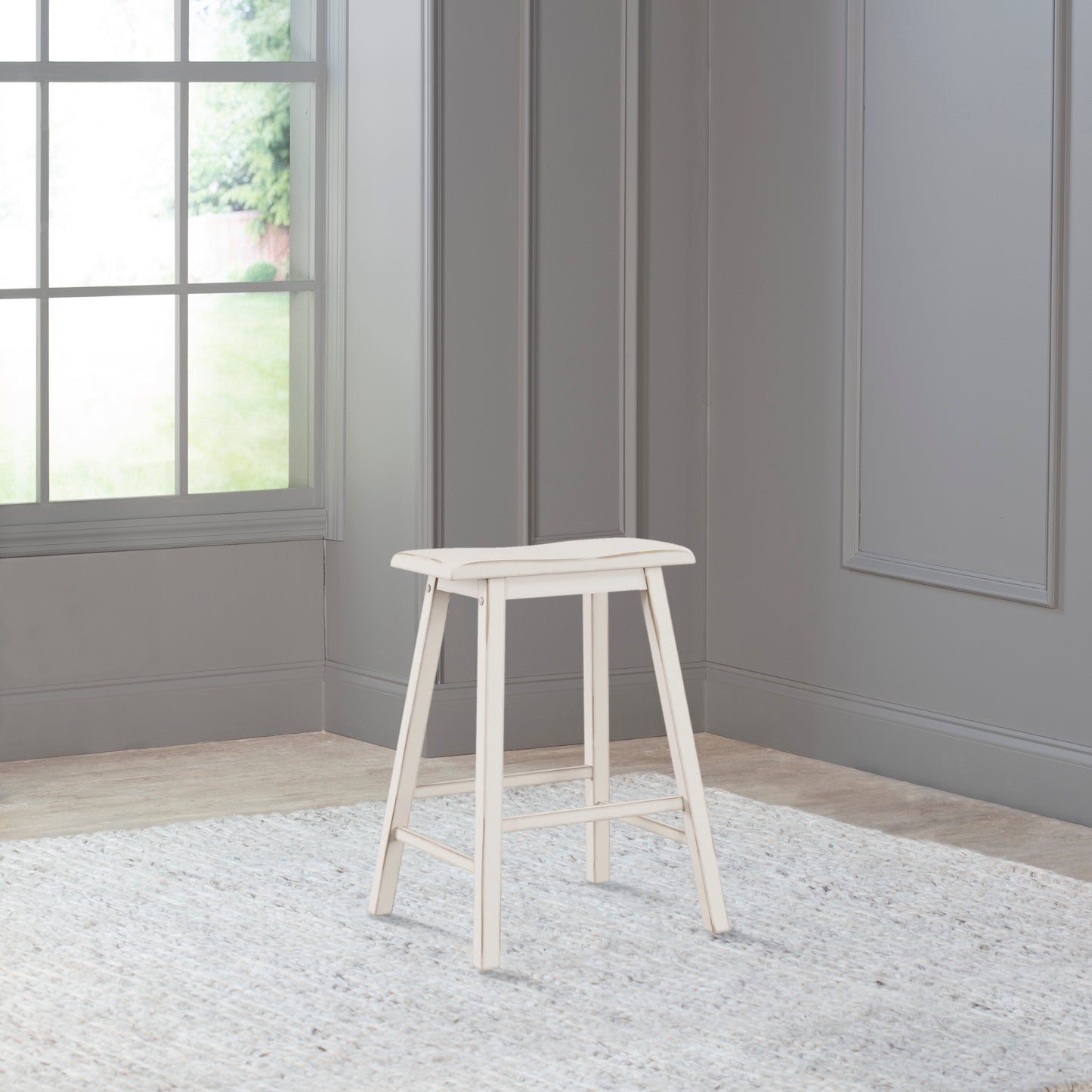 Hillsdale Furniture Moreno Wood Backless Counter Height Stool, Sea White