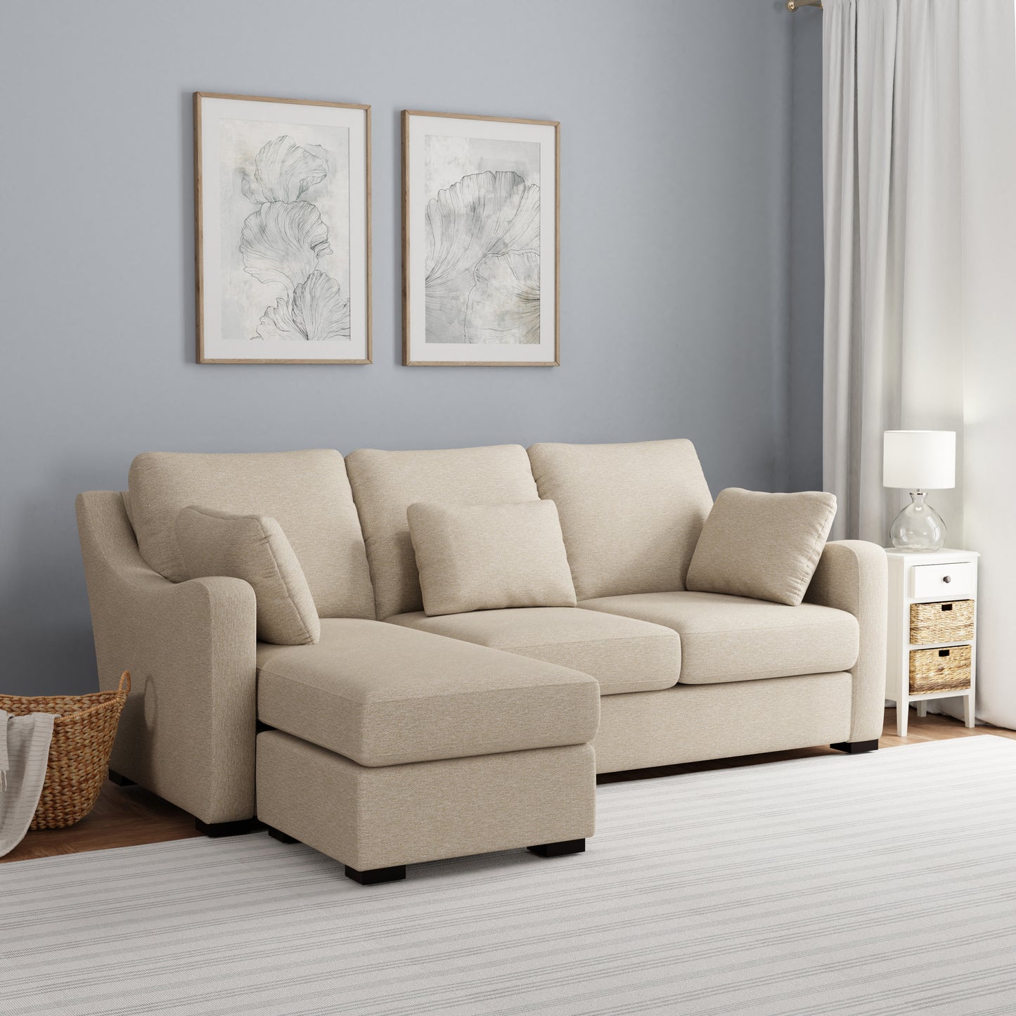 Hillsdale Furniture York Upholstered Sectional Chaise, Sand