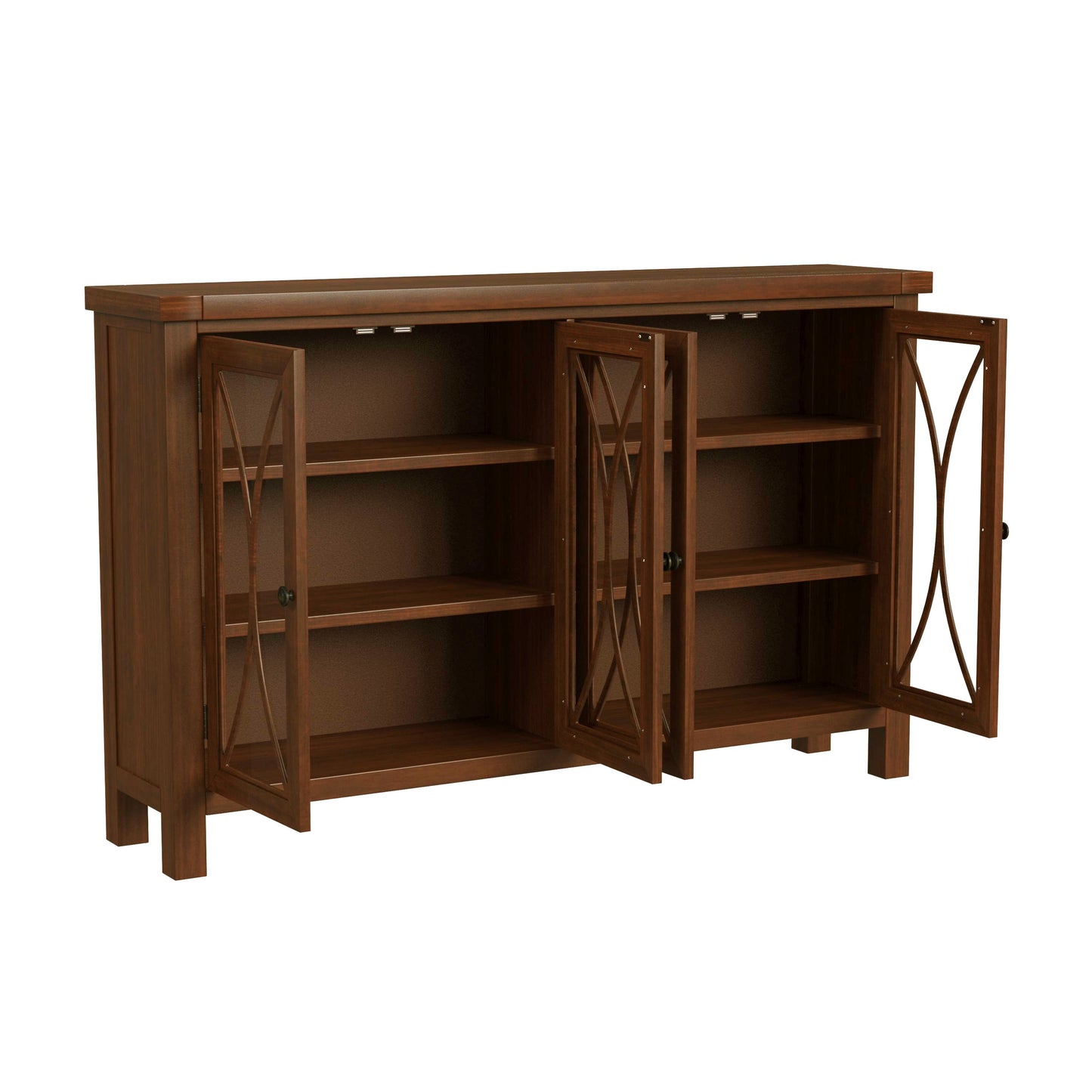 Hillsdale Furniture Bayside Wood 4 Door Console Cabinet, Rustic Mahogany