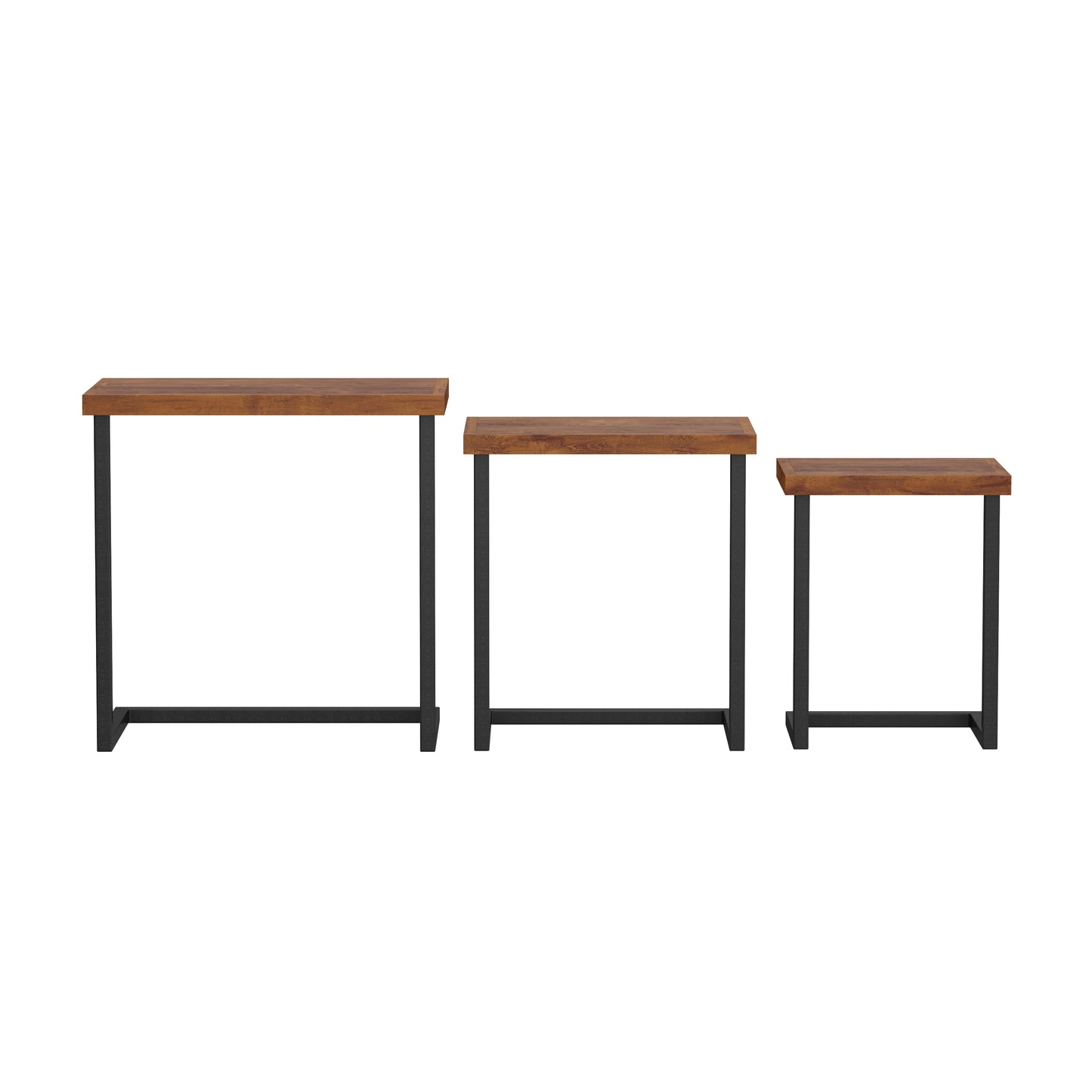 Hillsdale Furniture Emerson Wood Nesting Tables, Set of 3, Natural Sheesham