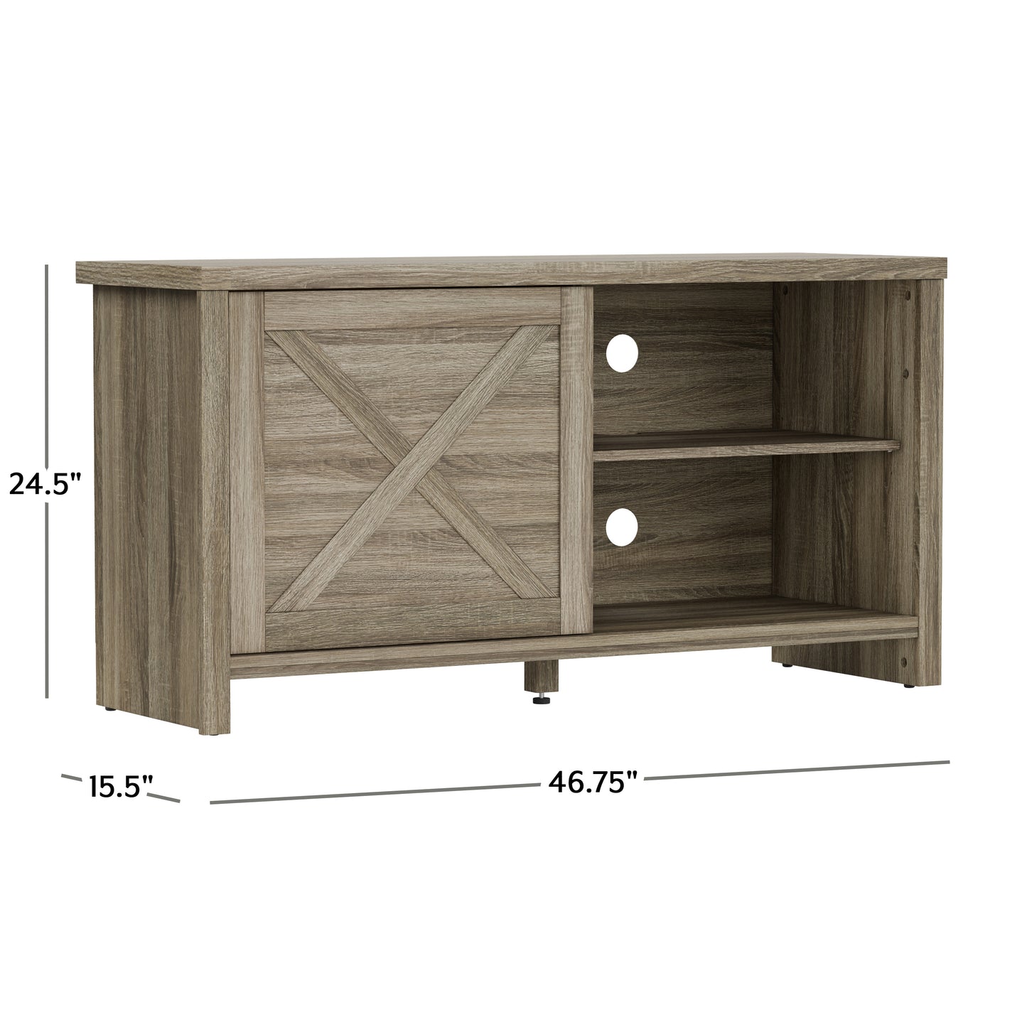 Living Essentials by Hillsdale Columbus 47 Inch Wood Entertainment Console, Dark Oak Finish