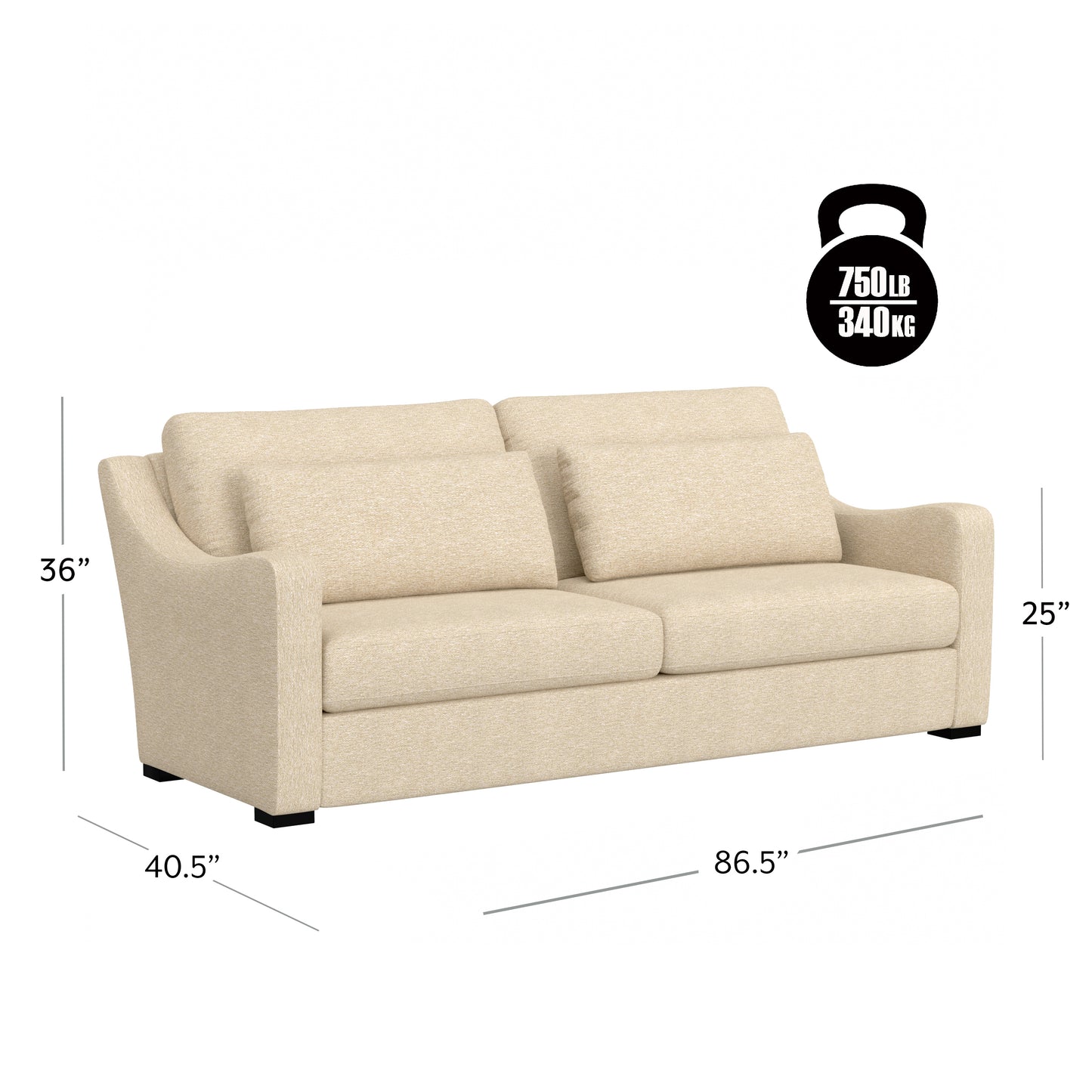 Hillsdale Furniture York Upholstered Sofa, Sand