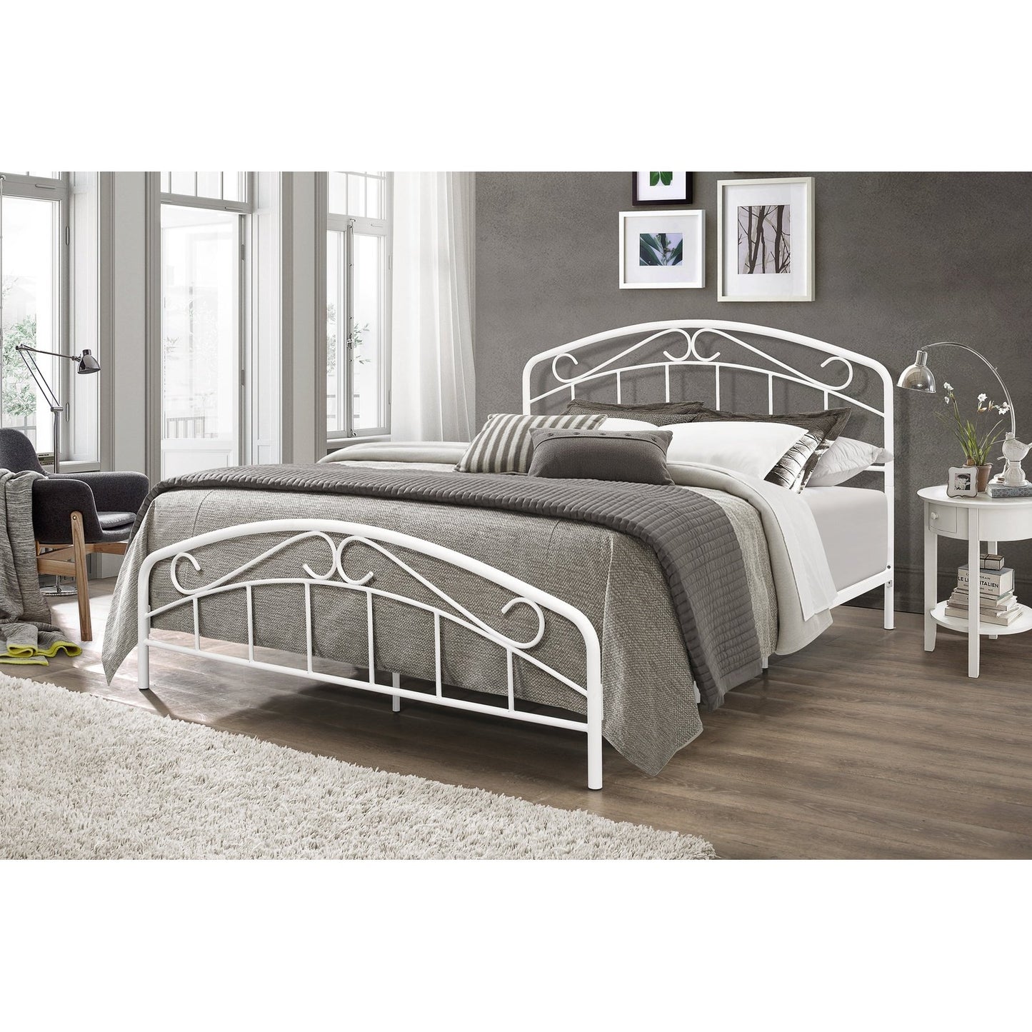 Hillsdale Furniture Jolie Full Metal Bed, Textured White