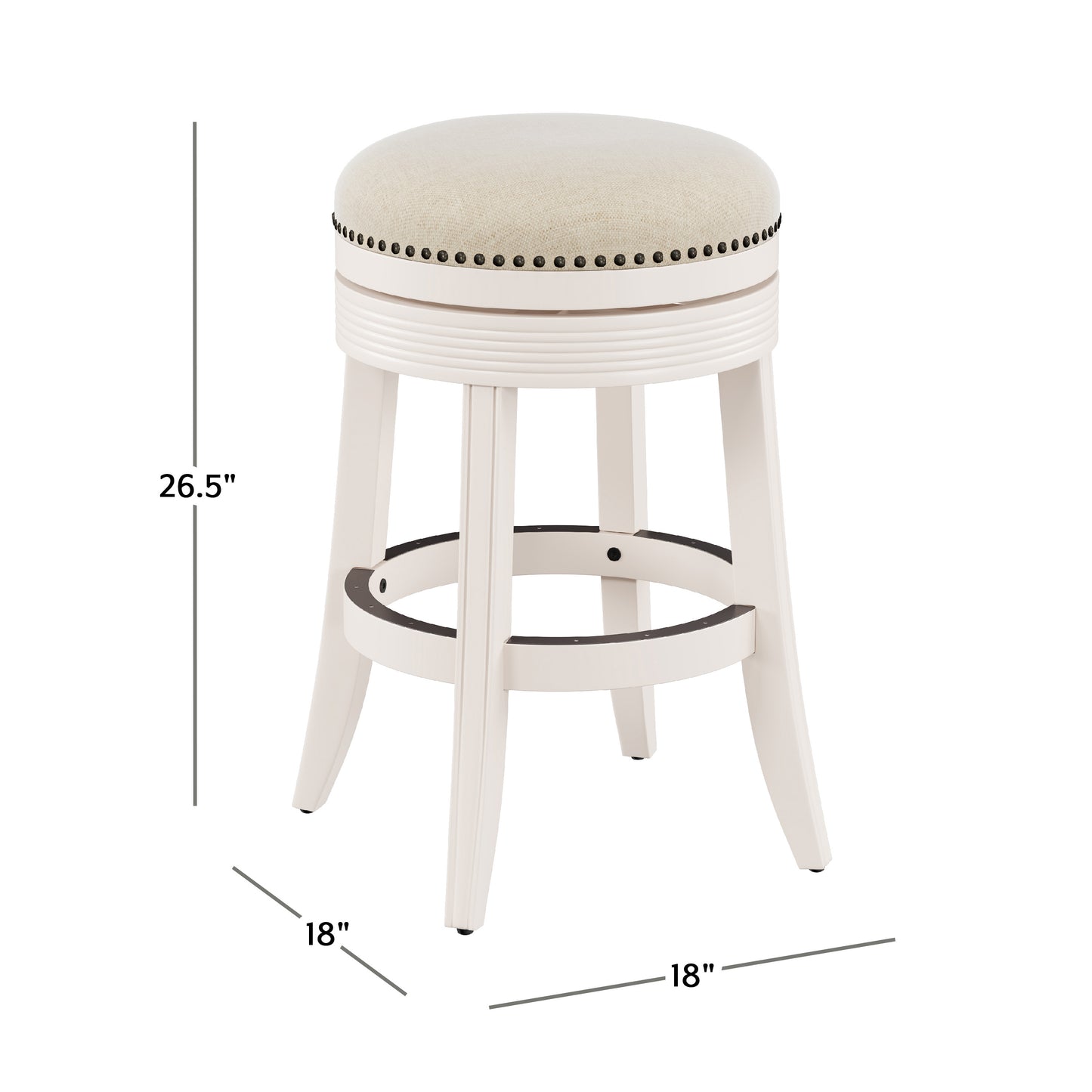 Hillsdale Furniture Tillman Wood Backless Counter Height Swivel Stool, White