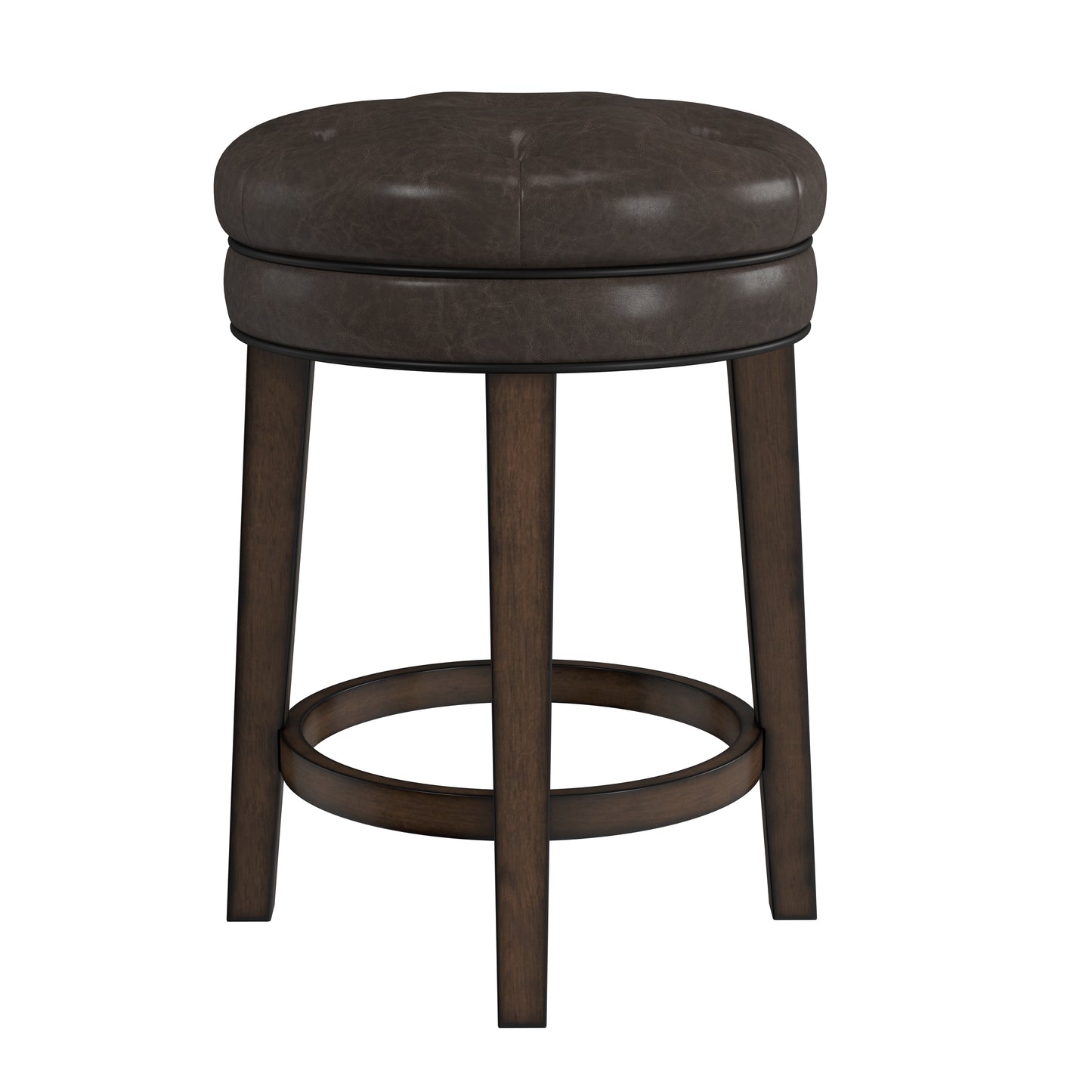 Hillsdale Furniture Krauss Wood Backless Counter Height Swivel Stool, Dark Brown