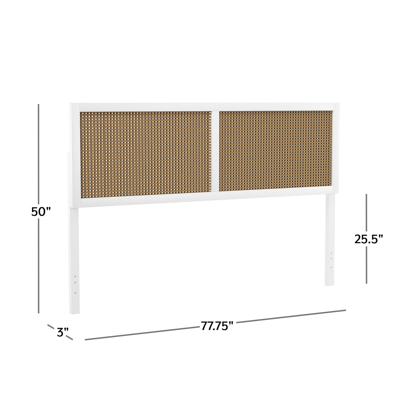 Hillsdale Furniture Serena Wood and Cane Panel King Headboard, White